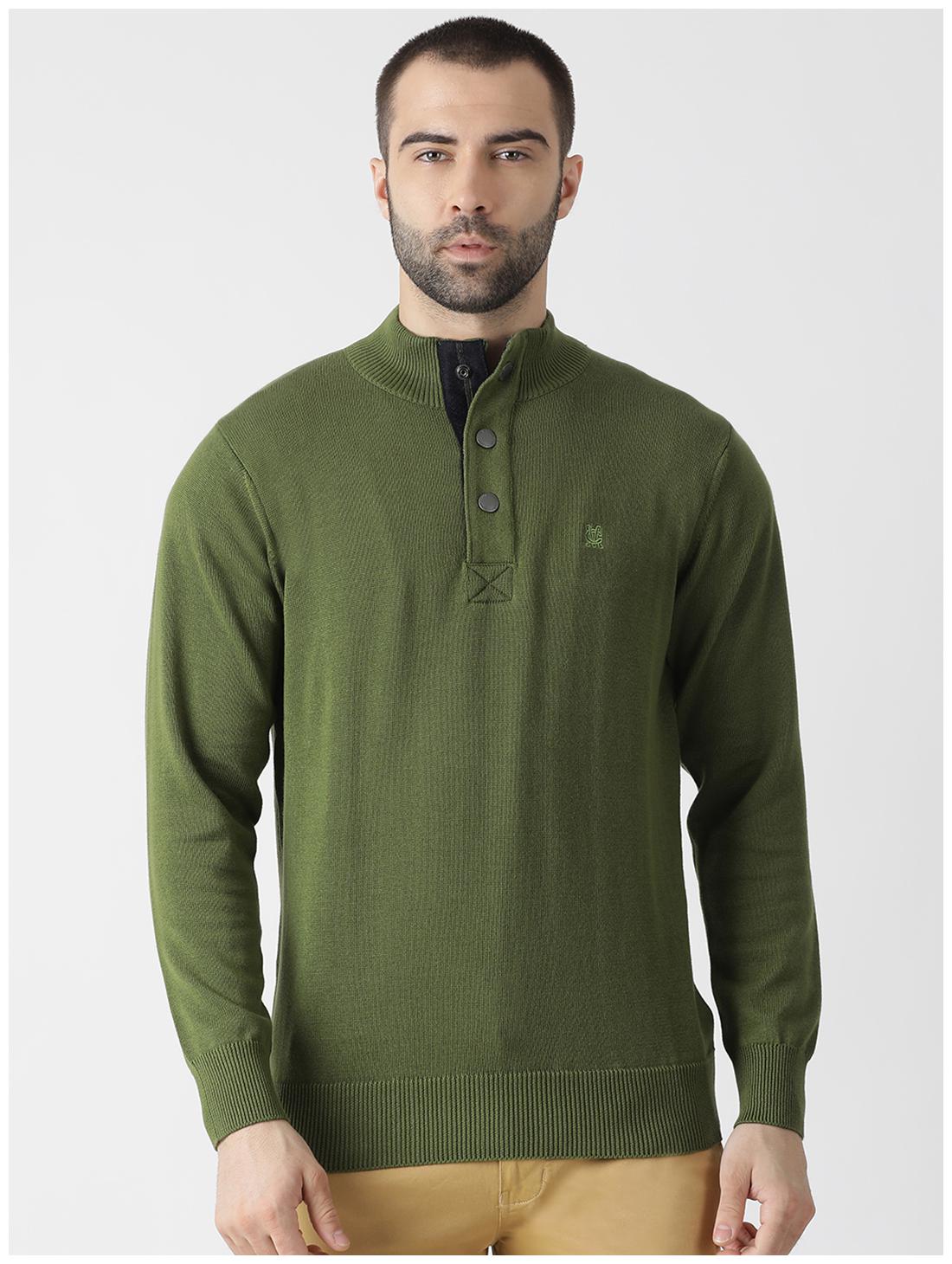 

Monte Carlo Men Cotton Solid Olive Pullover