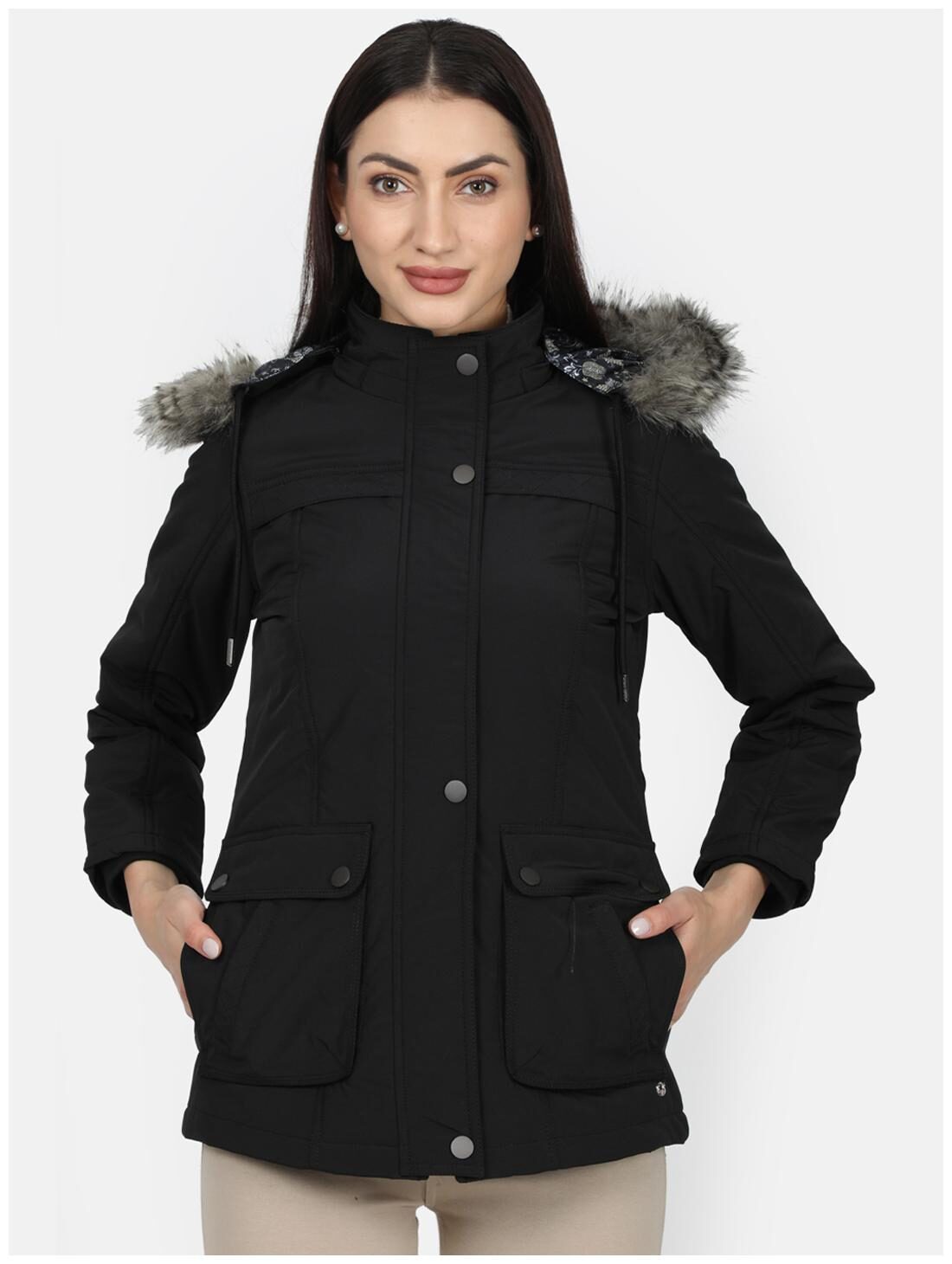 

Monte Carlo Women Solid Regular Jacket - Black