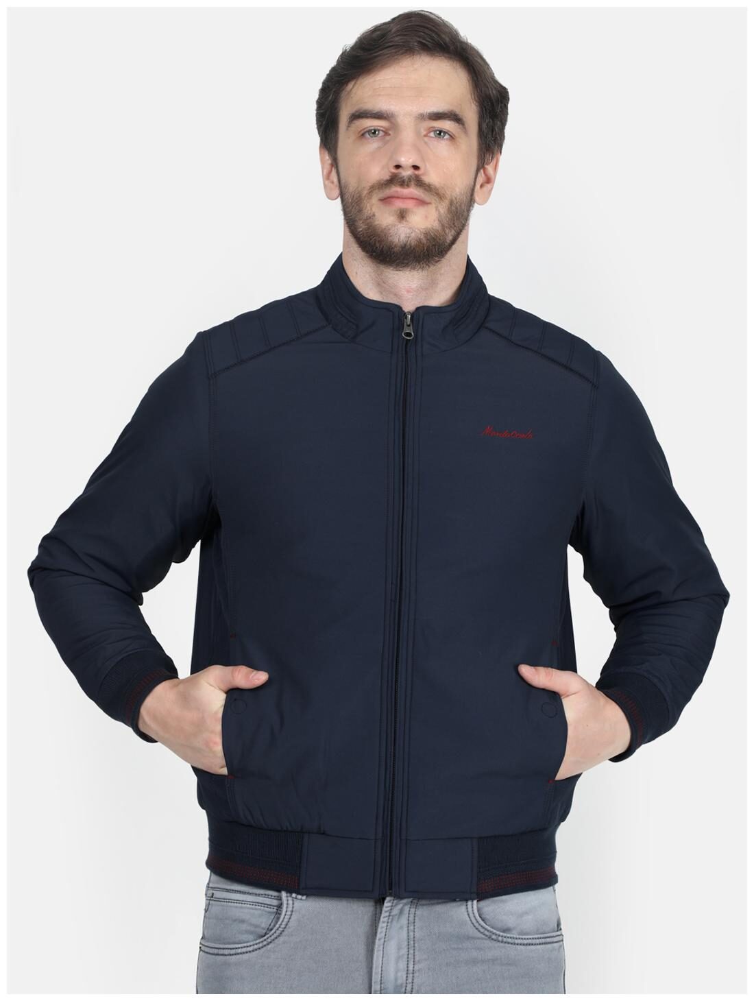 

Monte Carlo Men Navy blue Solid Bomber jacket