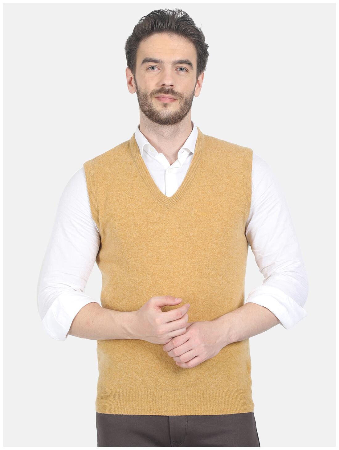 

Monte Carlo Men Yellow V neck Longline sweater