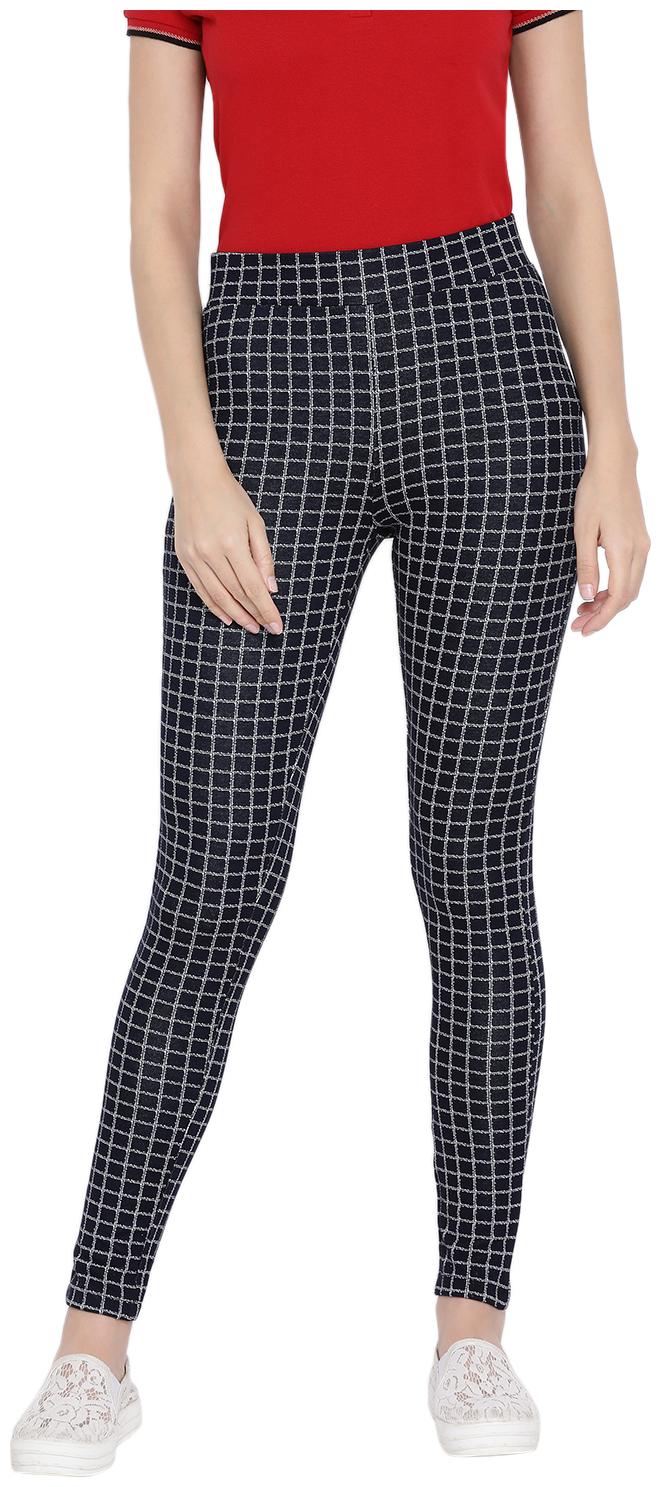

Monte Carlo Blended Checkered Navy Blue Color Jegging for Women