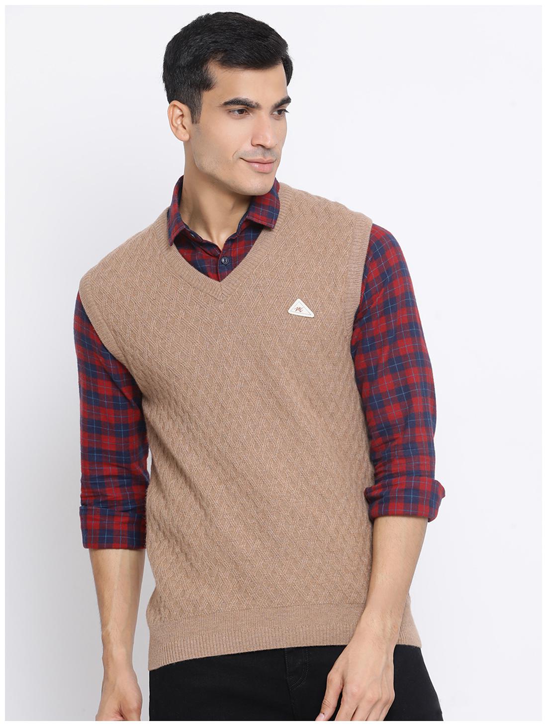 

Monte Carlo Men Beige V neck Front-open sweater