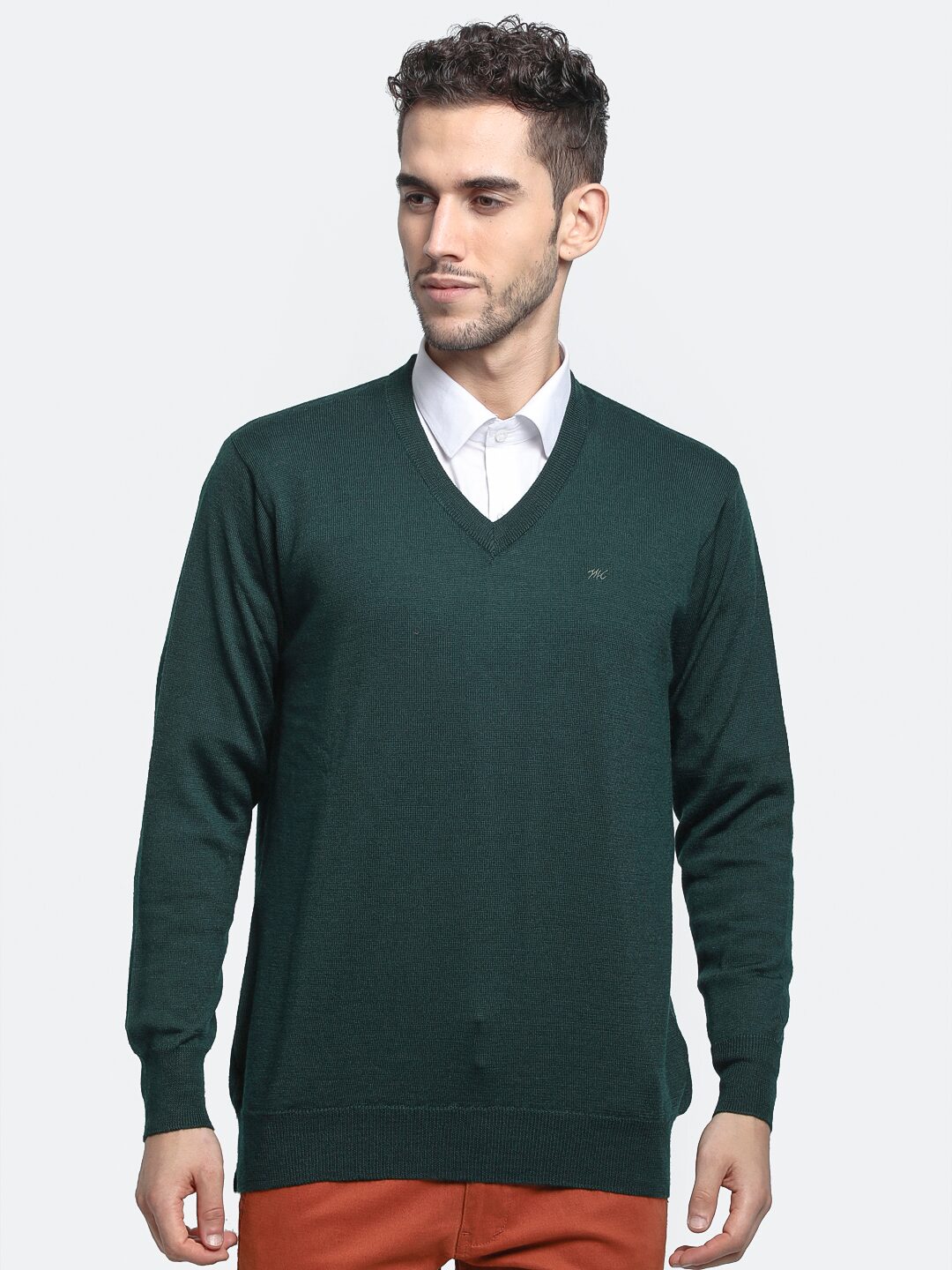 

Monte Carlo Men Green V neck Pullover
