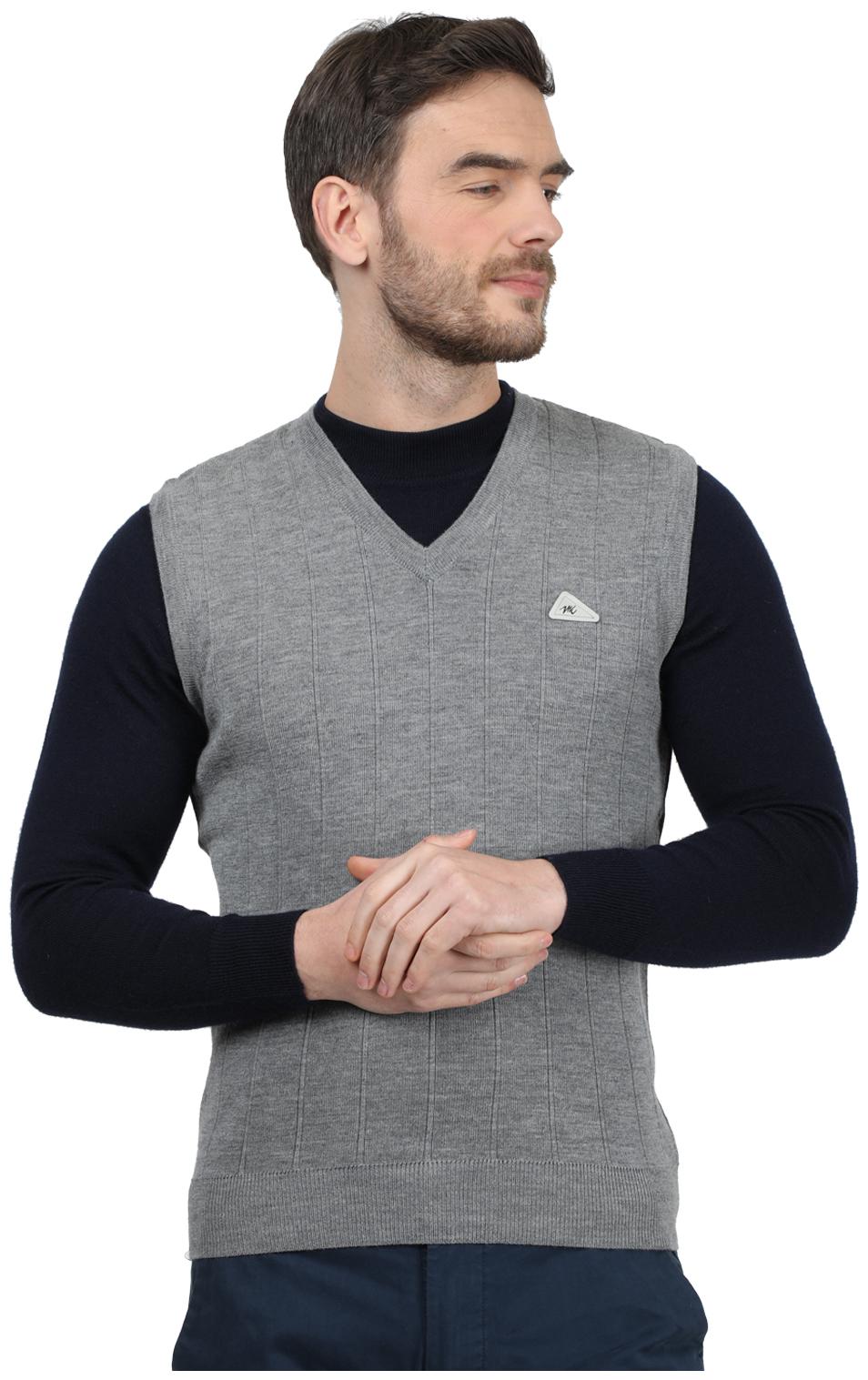 

Monte Carlo Men Grey V neck Front-open sweater