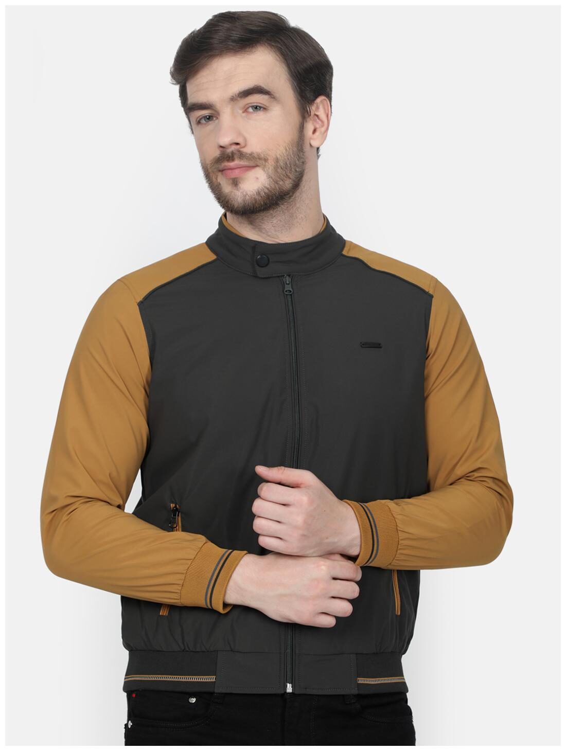 

Monte Carlo Men Grey Brown Colorblocked Bomber jacket