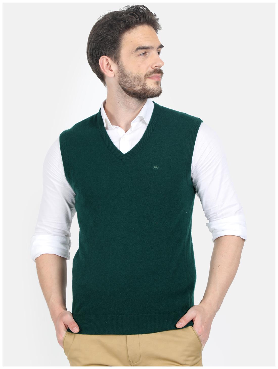 

Monte Carlo Men Green V neck Longline sweater