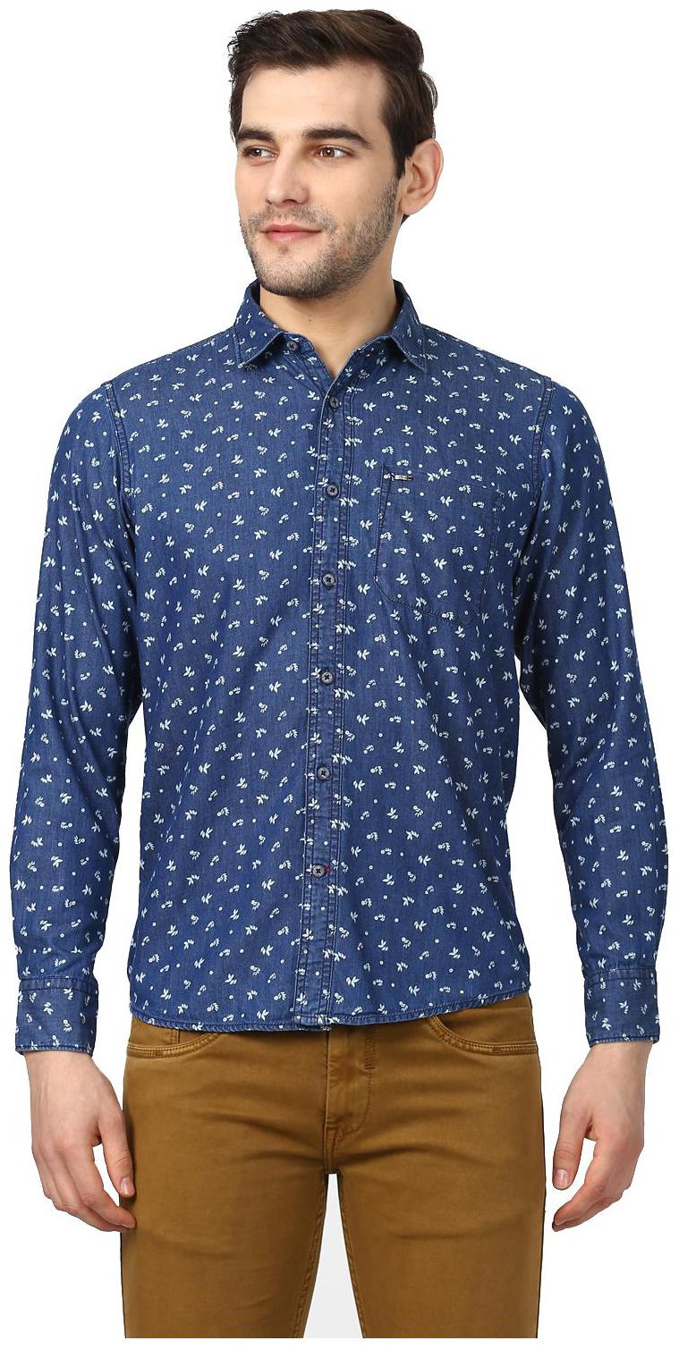 

Monte Carlo Men Blue Printed Regular Fit Casual Shirt