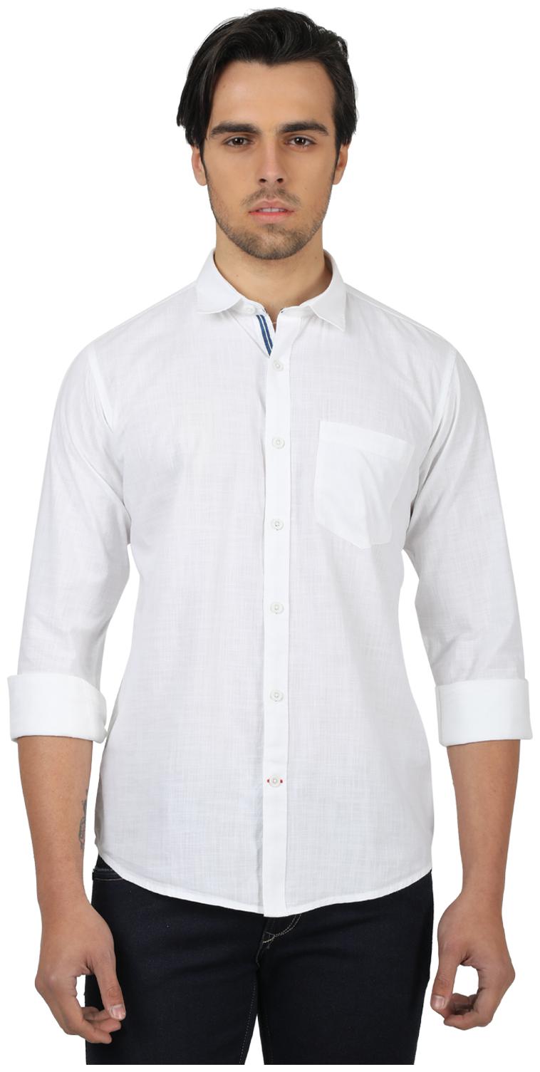 

Monte Carlo Men White Solid Regular Fit Casual Shirt