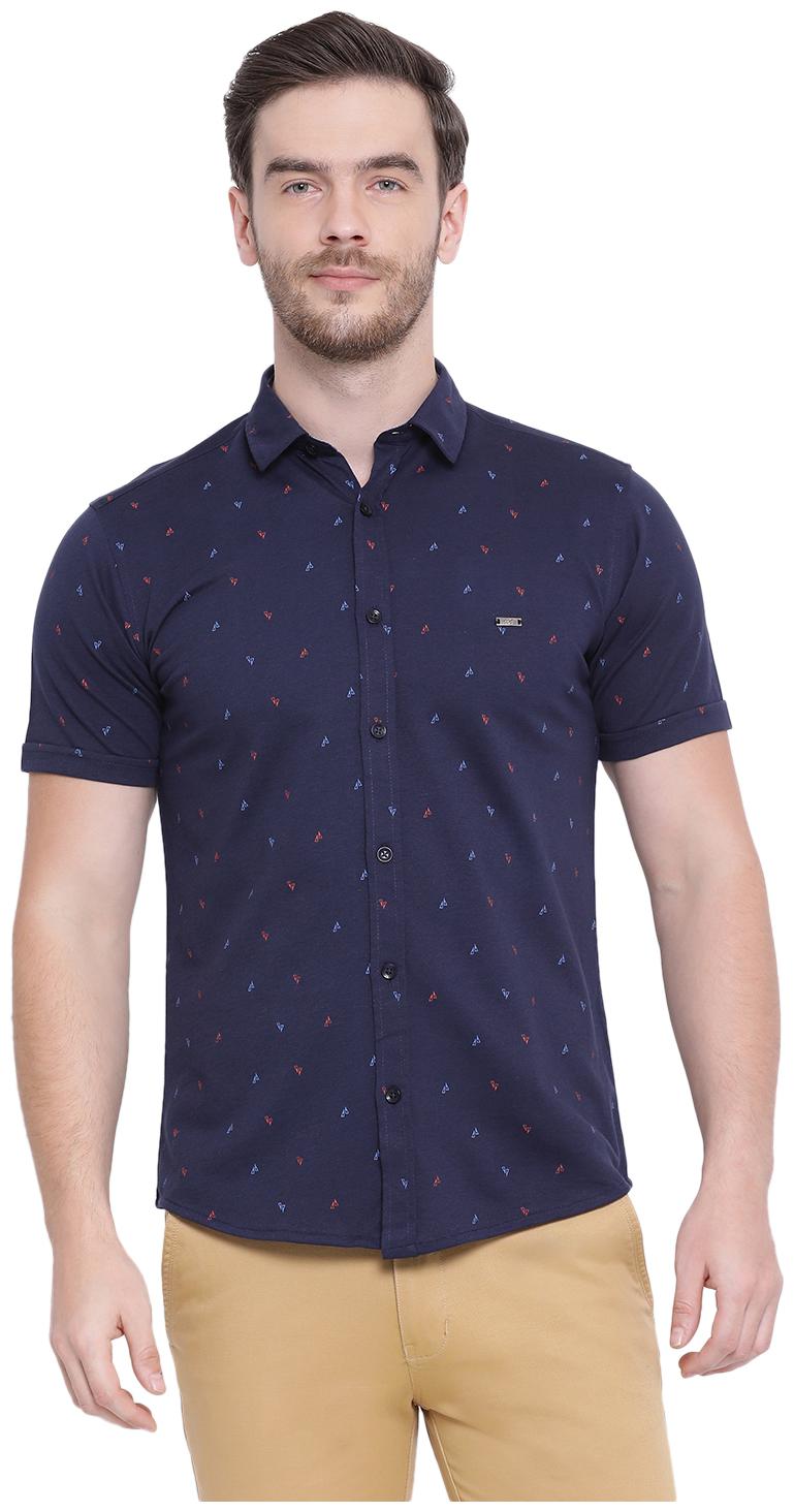 

Monte Carlo Men Blue Printed Slim Fit Casual Shirt