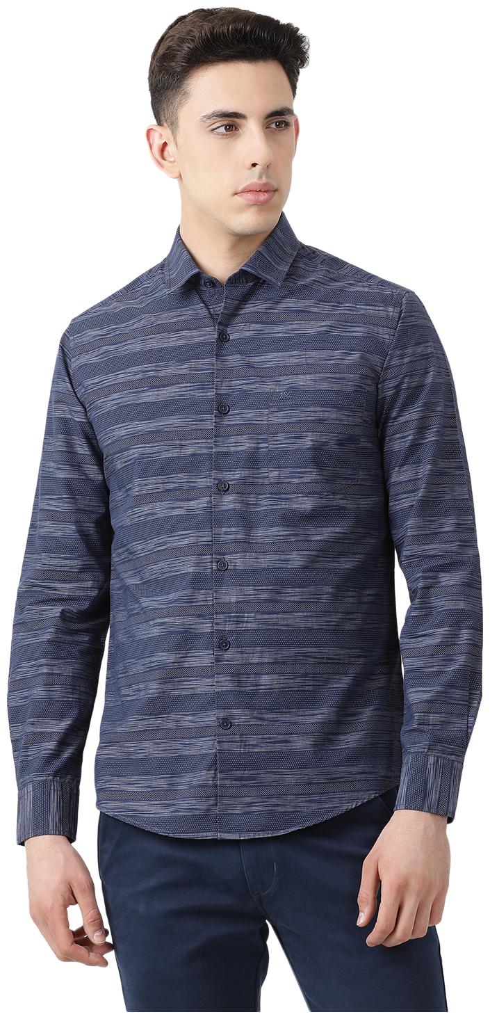

Monte Carlo Men Blue Horizontal Stripes Slim Fit Casual Shirt