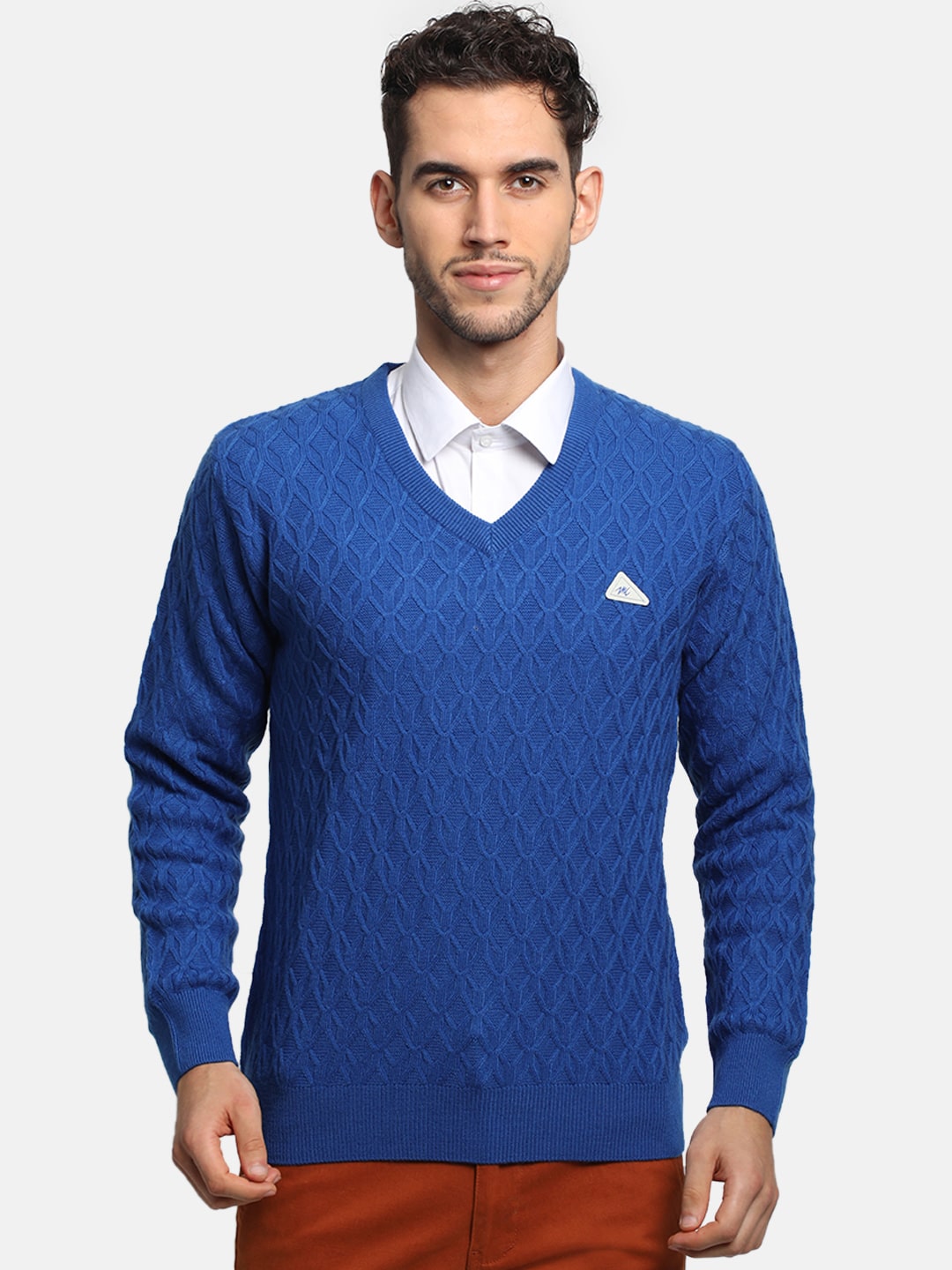 

Monte Carlo Men Blue V neck Pullover