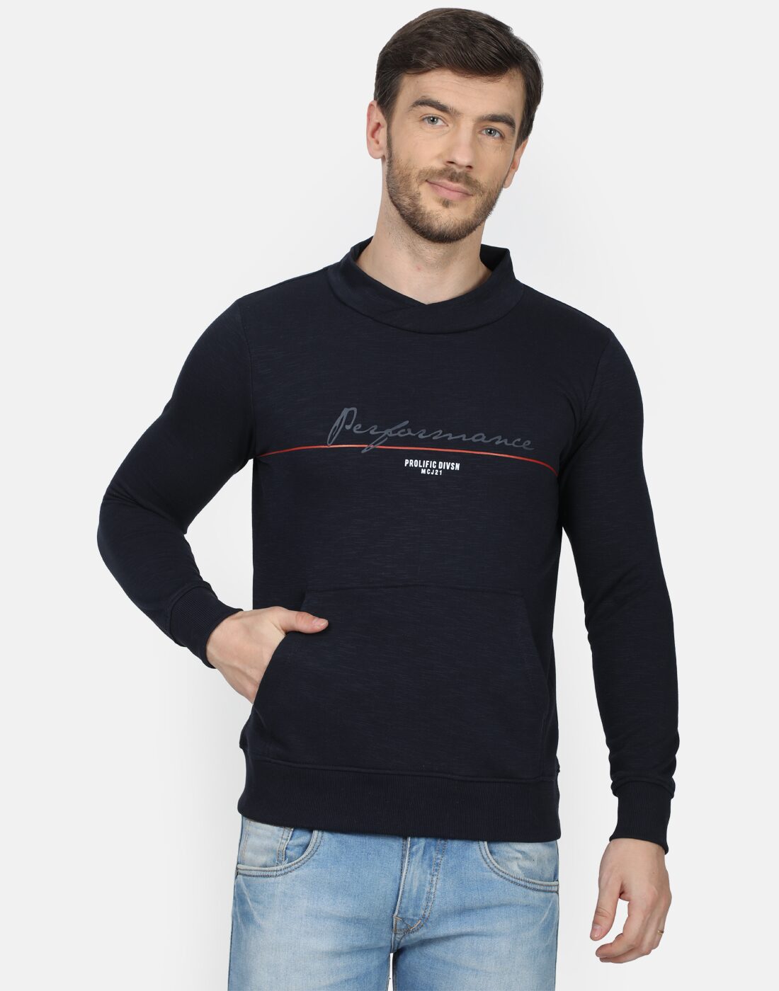 

Monte Carlo Navy blue Solid Round Neck Sweatshirt