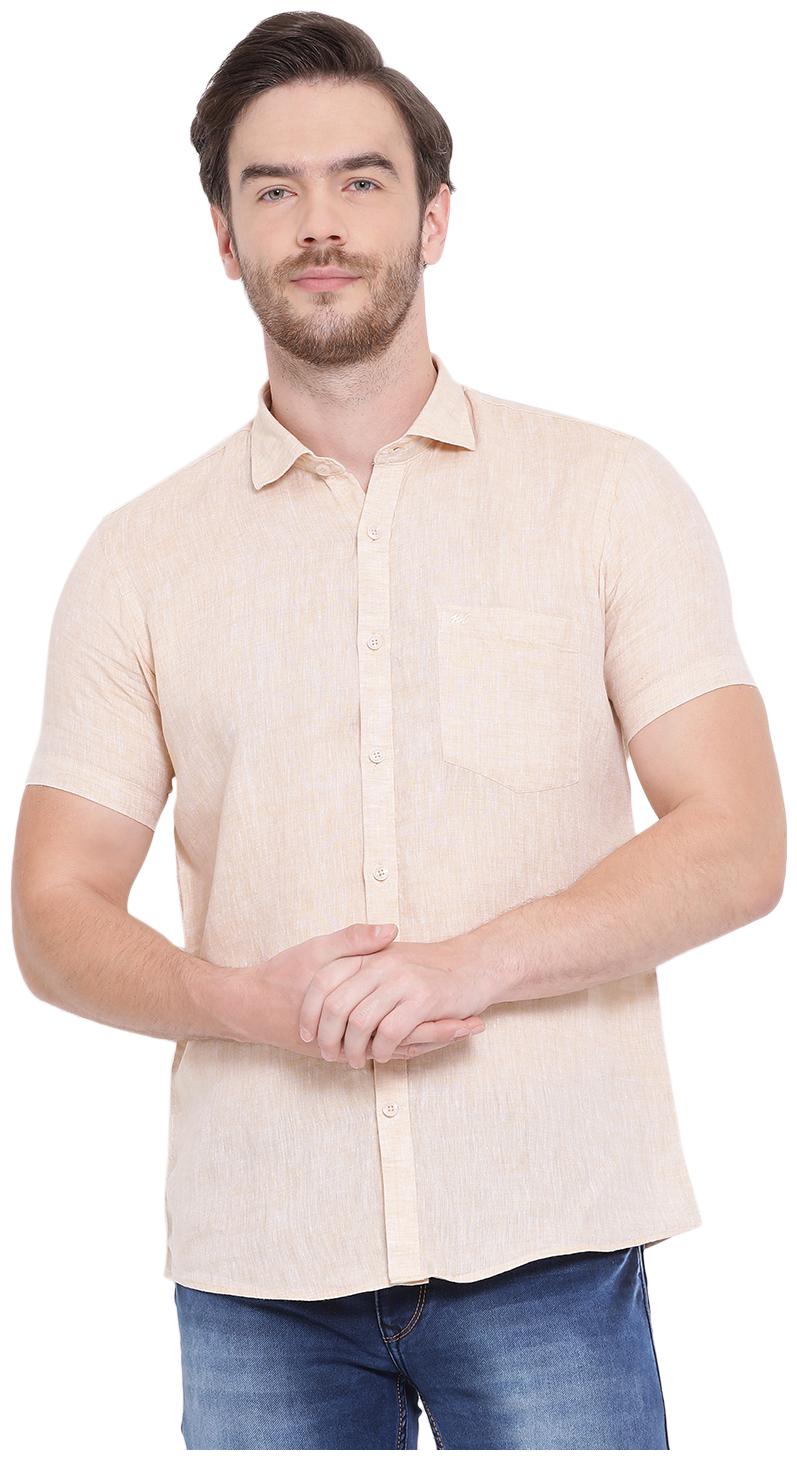 

Monte Carlo Men Beige Solid Regular Fit Casual Shirt