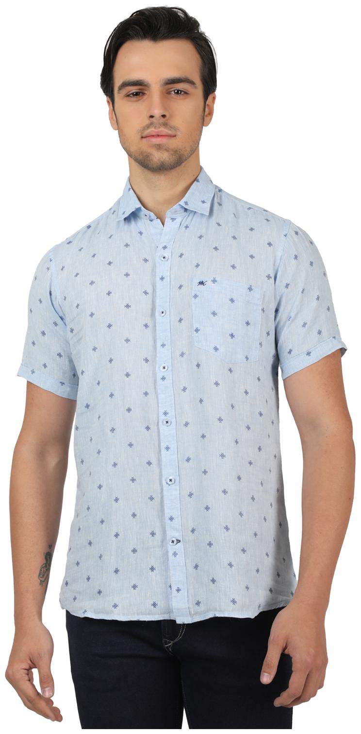 

Monte Carlo Men Blue Printed Regular Fit Casual Shirt