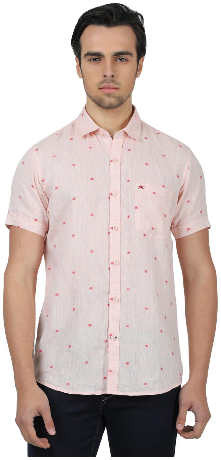 

Monte Carlo Men Peach Printed Regular Fit Casual Shirt