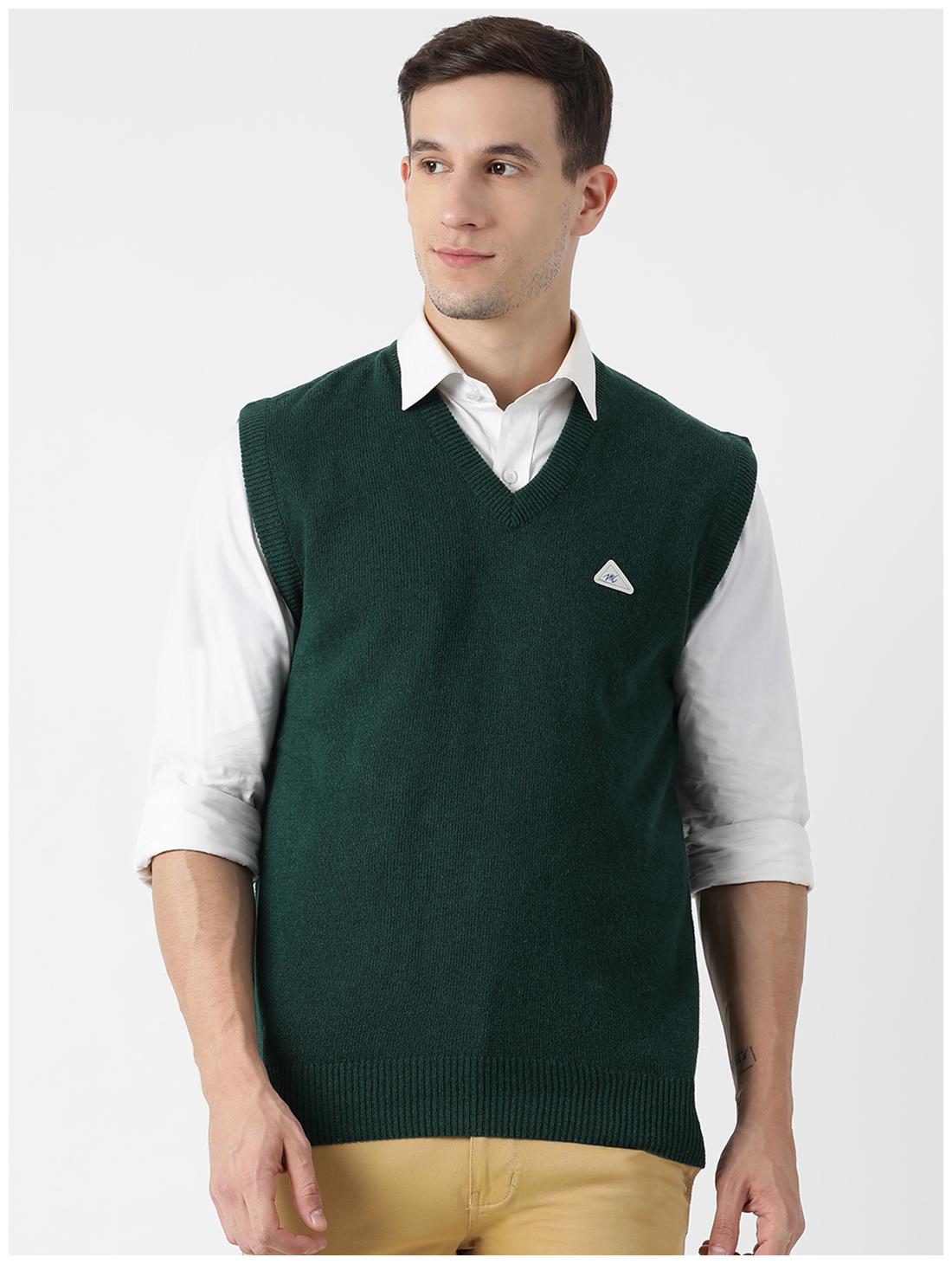 

Monte Carlo Men Green V neck Longline sweater