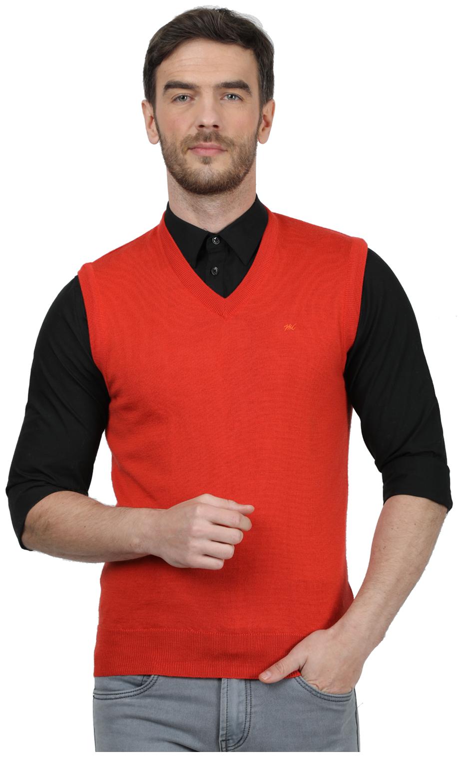 

Monte Carlo Men Orange V neck Front-open sweater