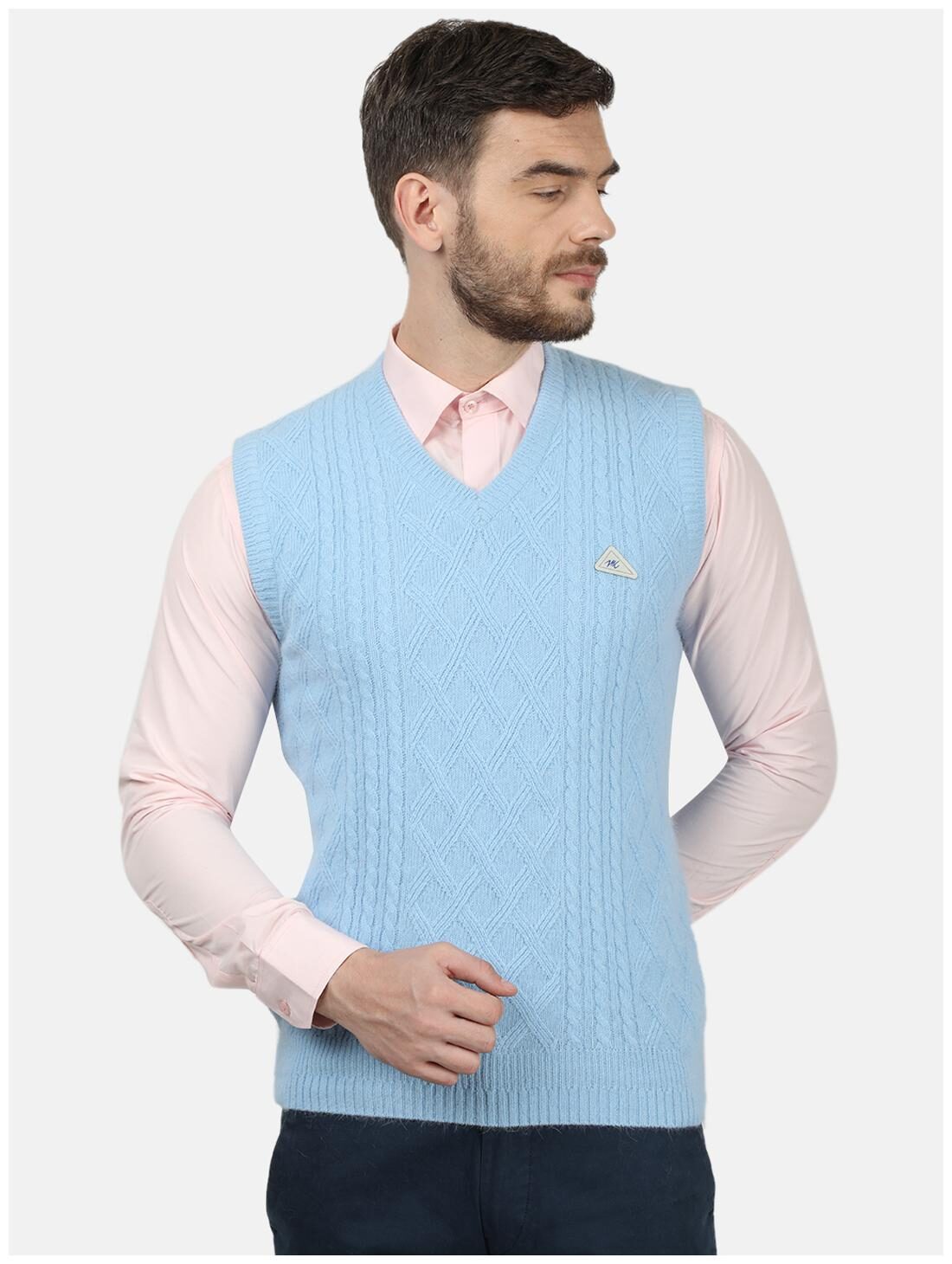 

Monte Carlo Men Blue V neck Front-open sweater