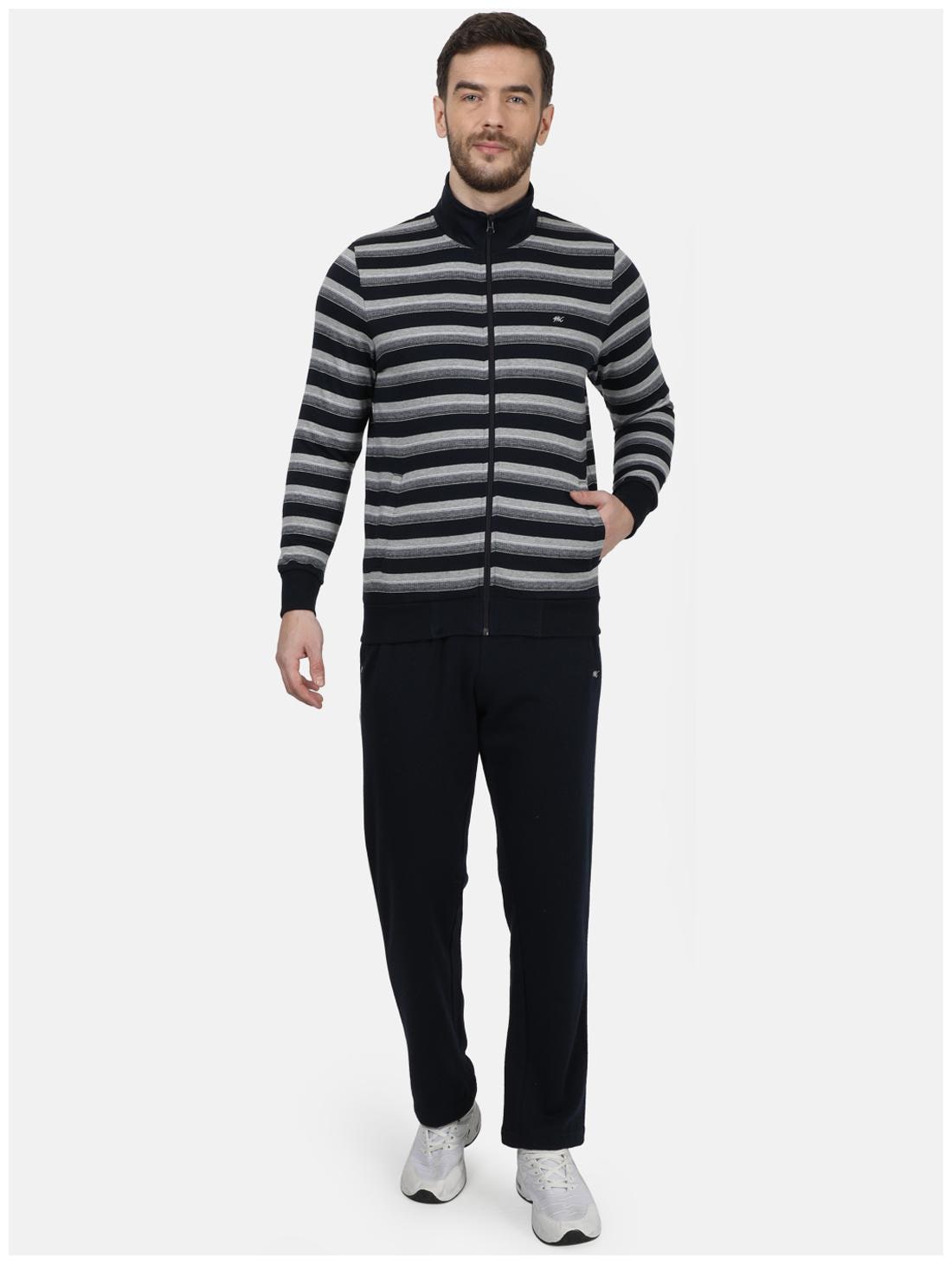 

Monte Carlo Navy Blue And Grey Striped Cotton Blend Sweatshirts