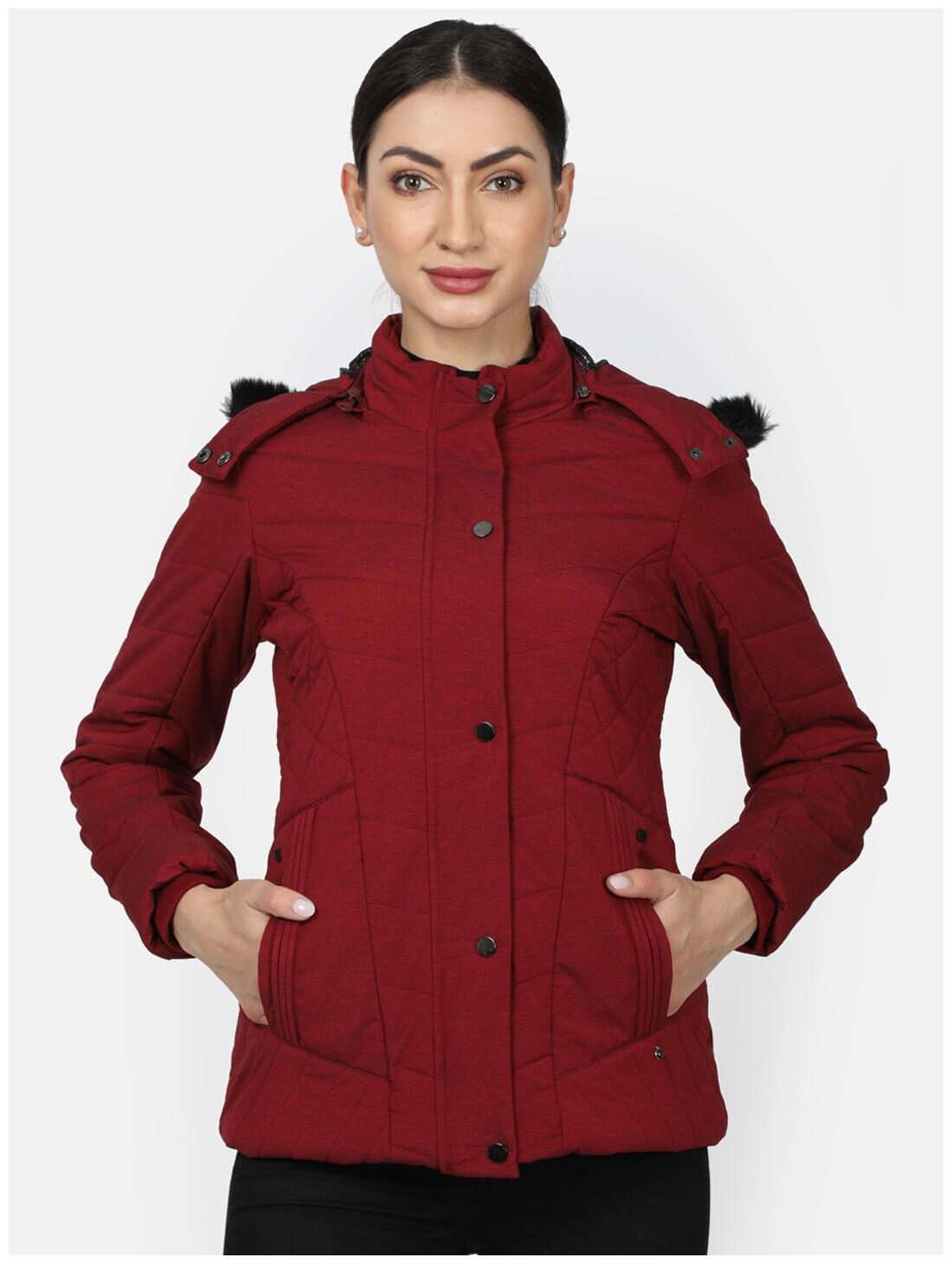 

Monte Carlo Women Solid Regular Jacket - Maroon