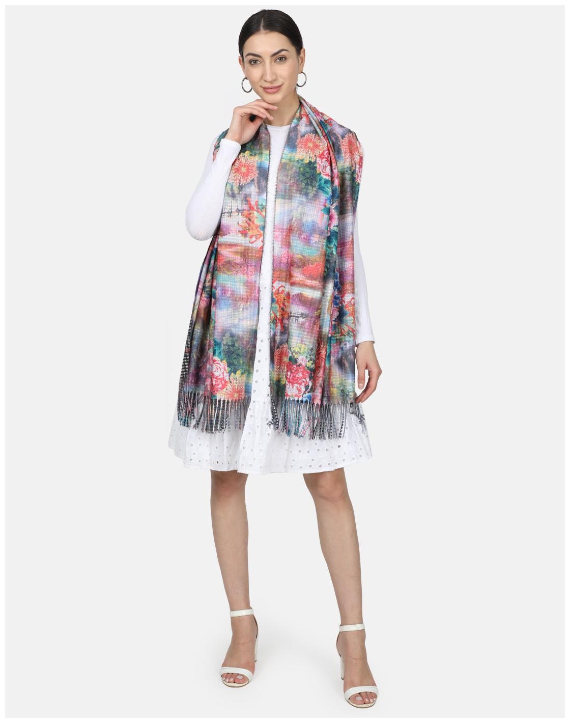 

Monte Carlo Cotton Multi Floral Stole For Women