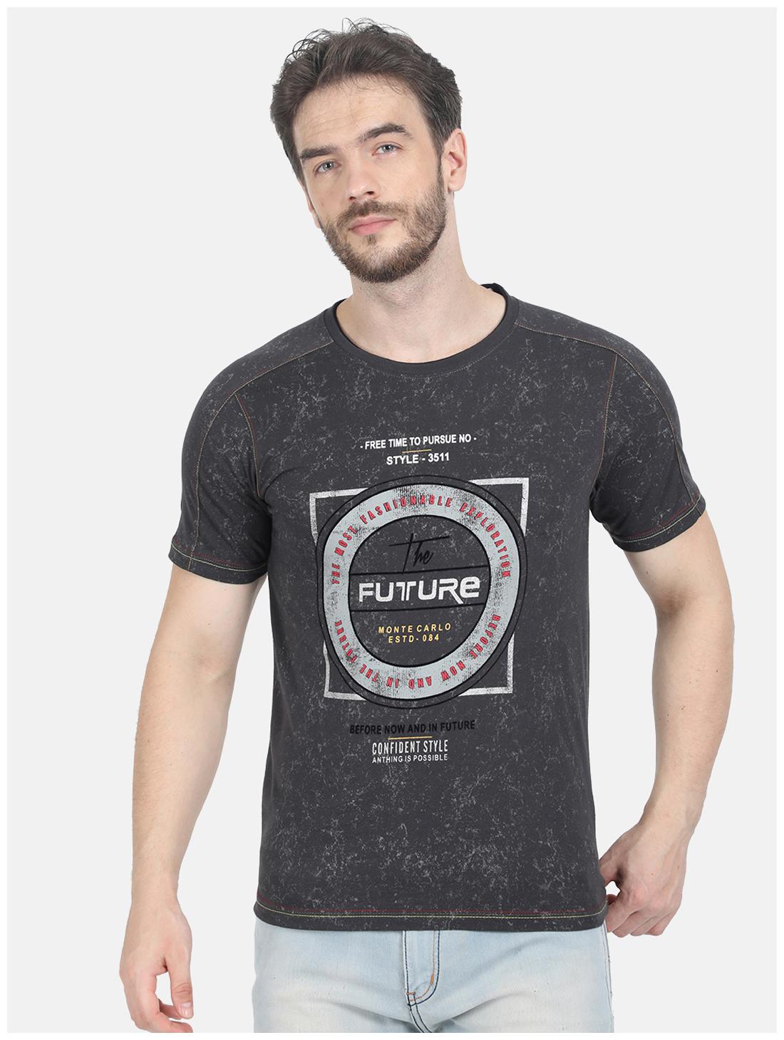 

Monte Carlo Men Grey Slim fit Cotton Blend Round neck T-Shirt - Pack Of 1