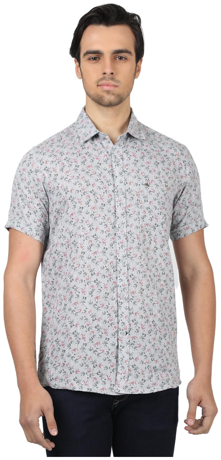 

Monte Carlo Men Grey Printed Regular Fit Casual Shirt
