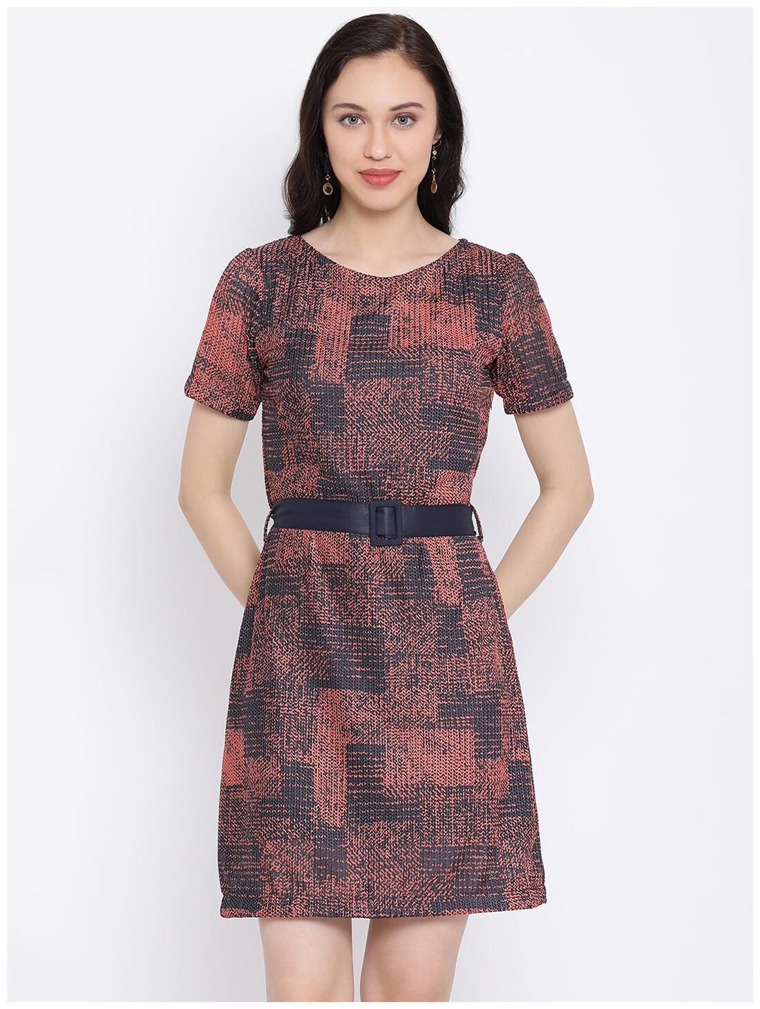 

Monte Carlo Orange Printed Bodycon dress