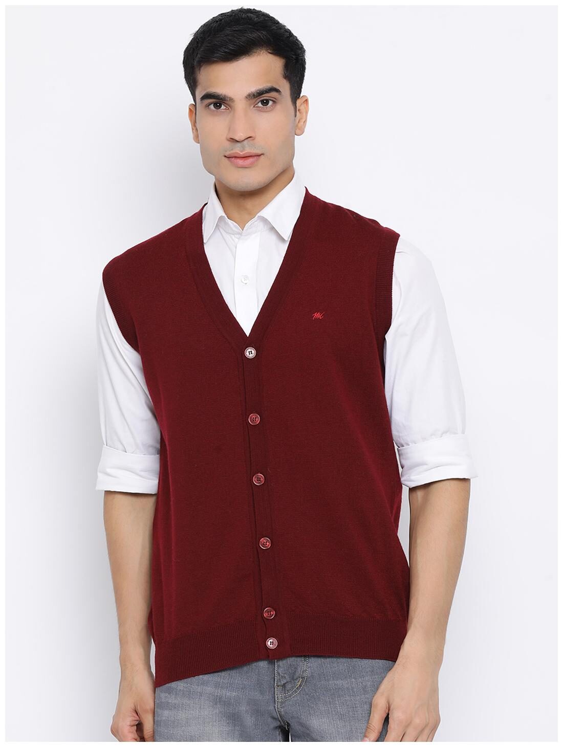 

Monte Carlo Men Maroon V neck Cardigan