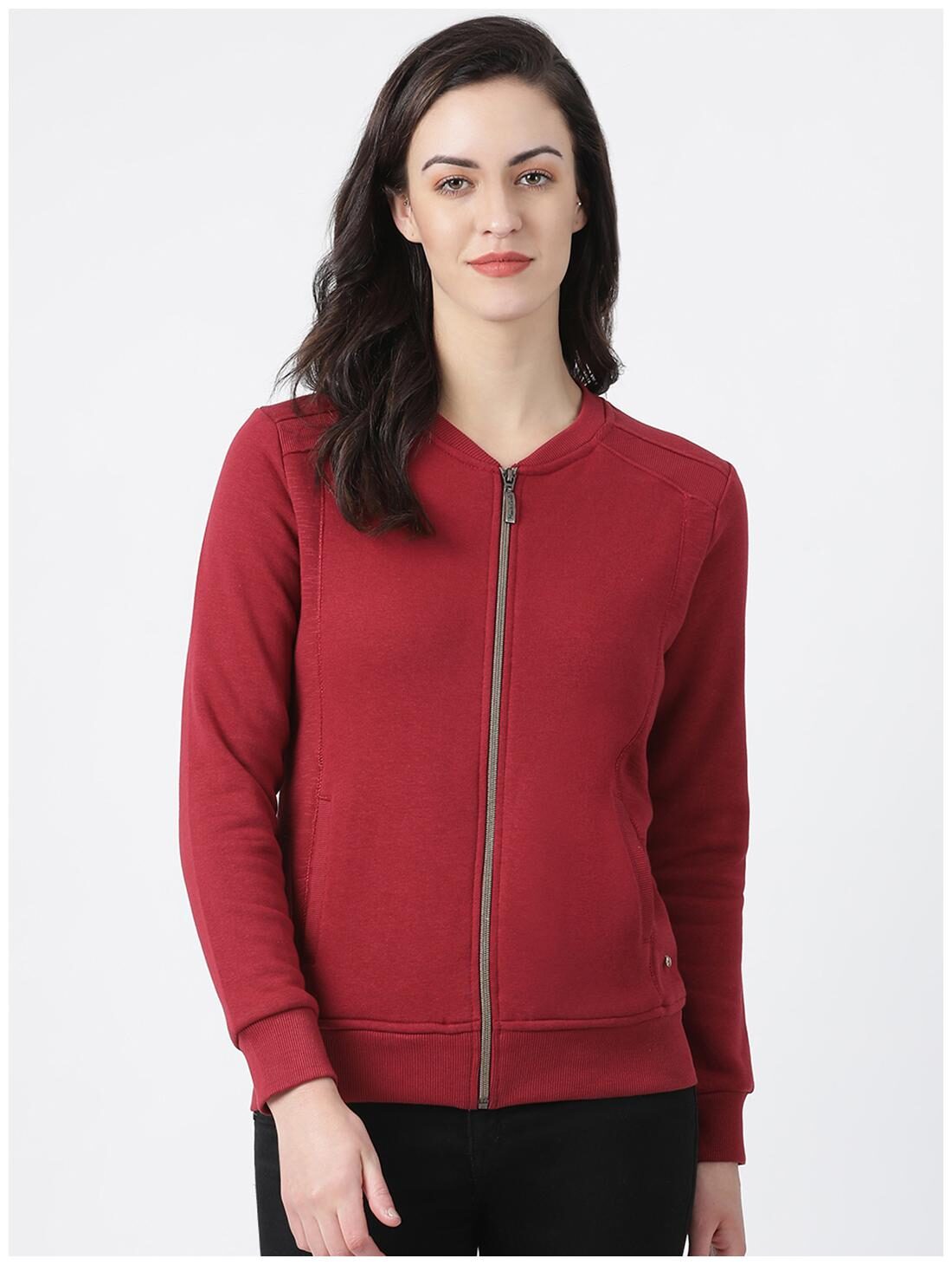 

Monte Carlo Women Solid Sweatshirt - Maroon
