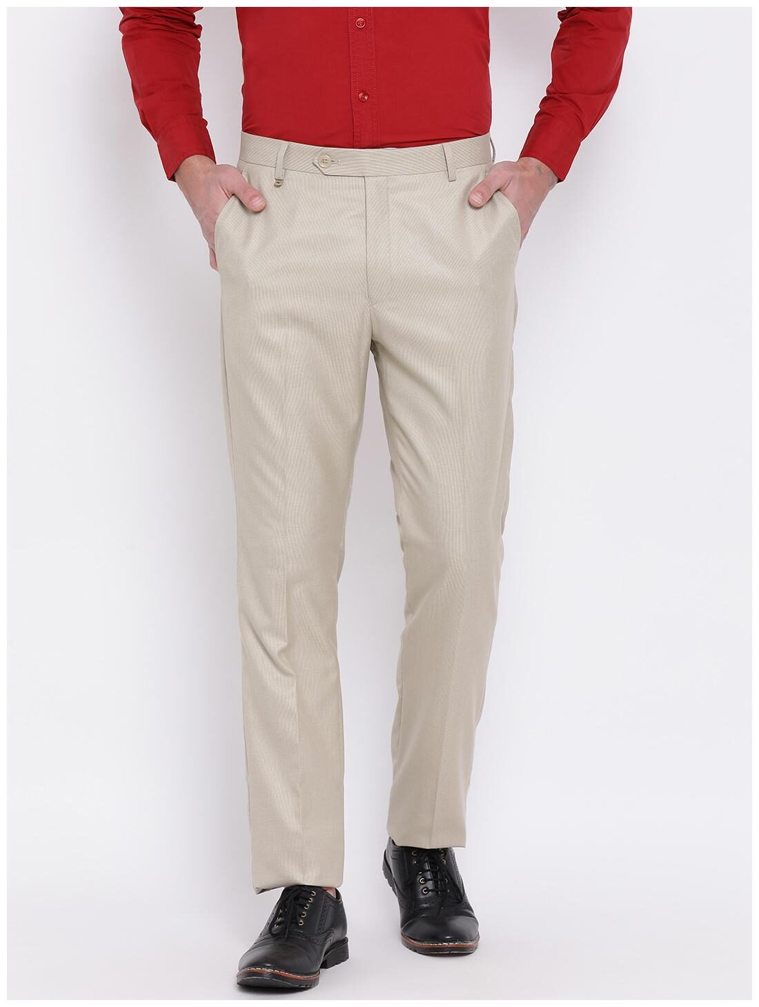 

Monte Carlo Men Solid Skinny Fit Formal Trouser - Beige