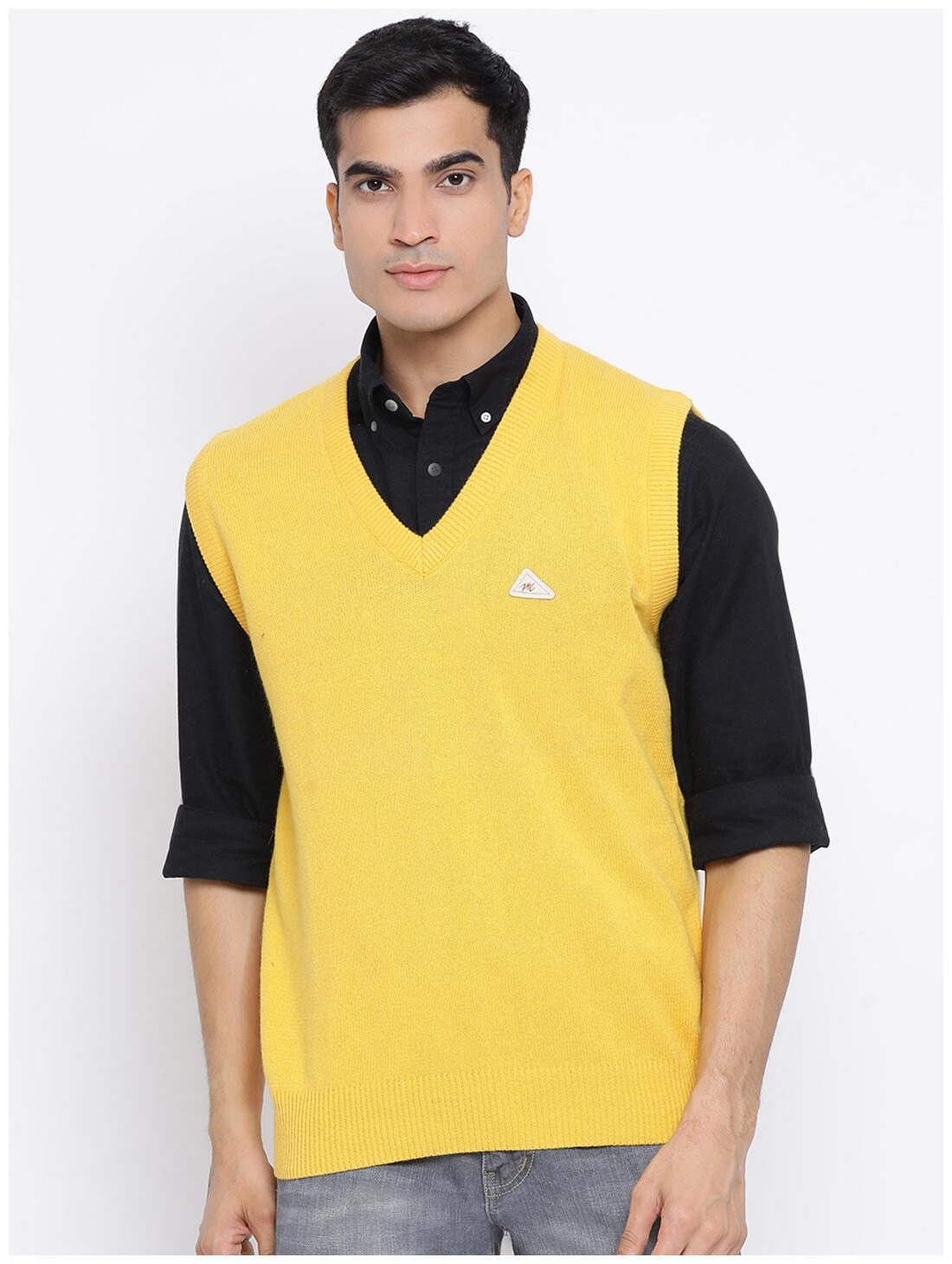 

Monte Carlo Men Yellow V neck Longline sweater