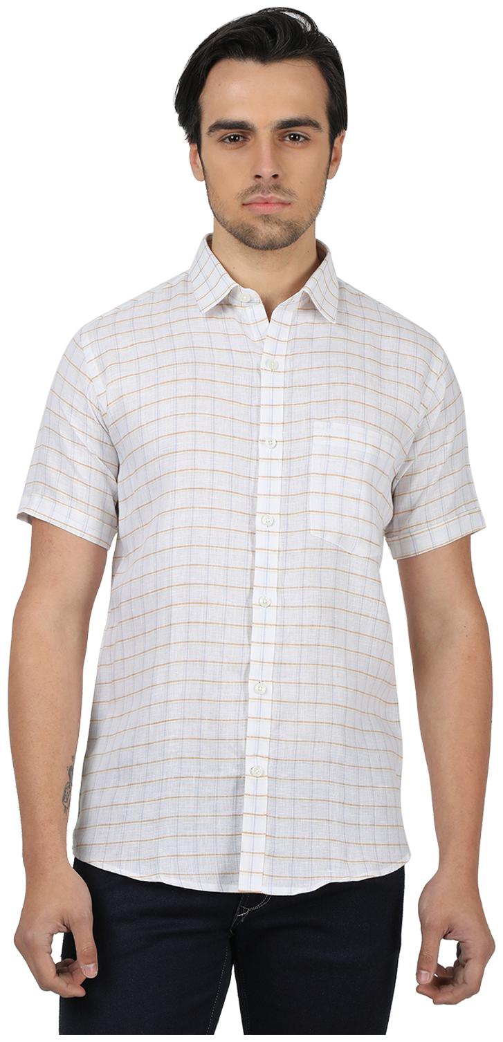 

Monte Carlo Men White Checked Regular Fit Casual Shirt