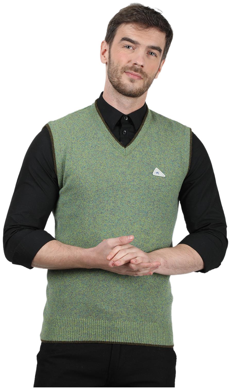 

Monte Carlo Men Green V neck Front-open sweater