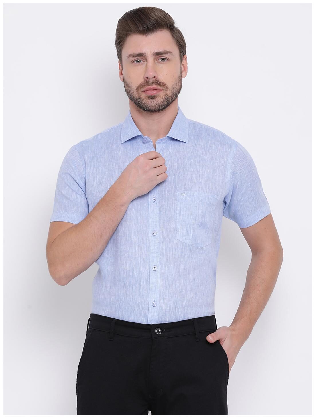 

Monte Carlo Men Blue Solid Regular Fit Casual Shirt