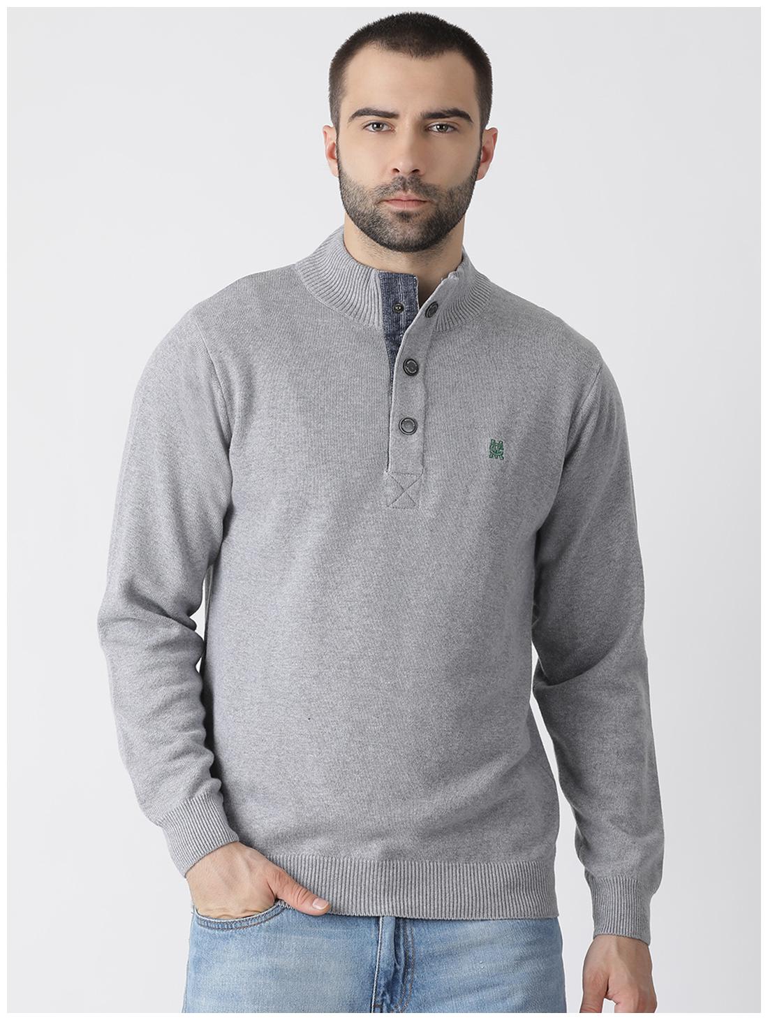 

Monte Carlo Men Cotton Solid Grey Pullover