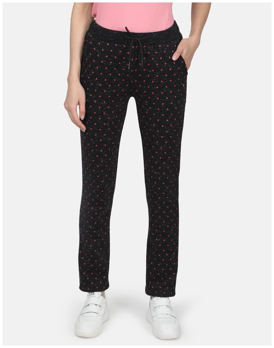 

Monte Carlo Women Cotton Blend Polka Dots Track Pants (Black)