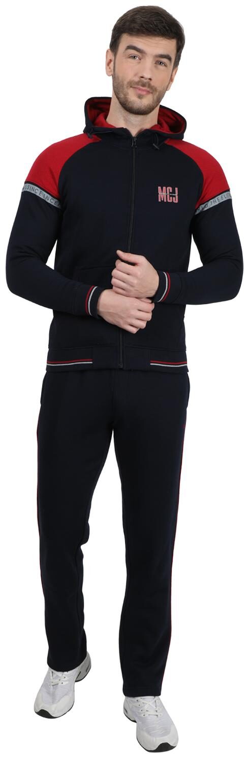 

Monte Carlo Men Navy Blue Cotton Blend Colorblocked Tracksuit