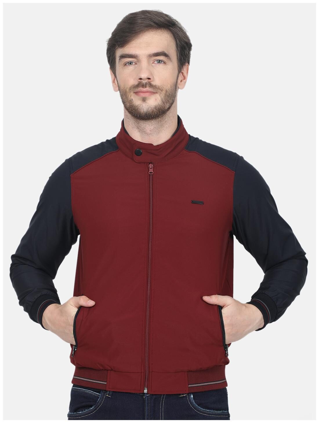 

Monte Carlo Men Maroon Black Colorblocked Bomber jacket