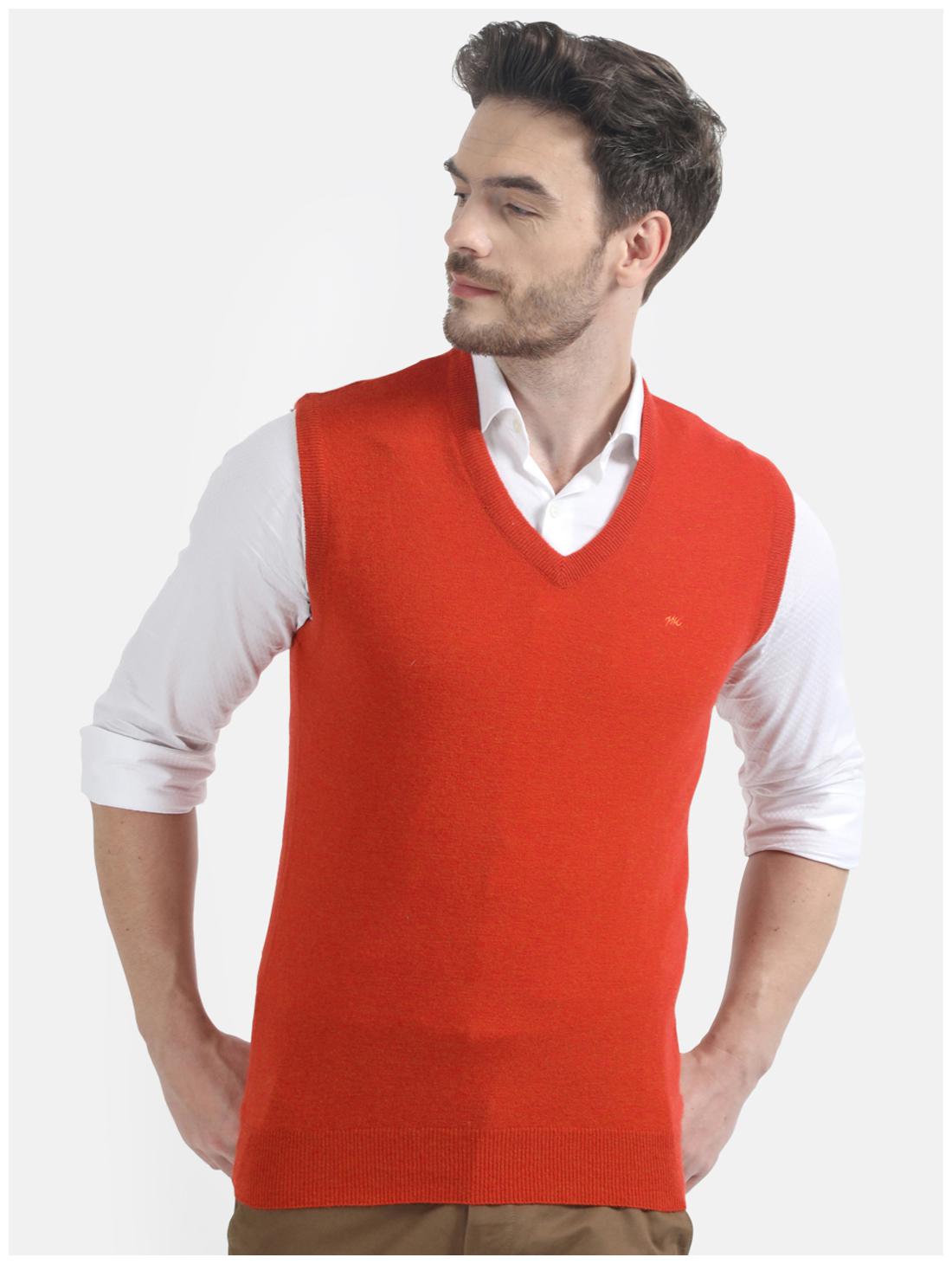 

Monte Carlo Men Orange V neck Longline sweater