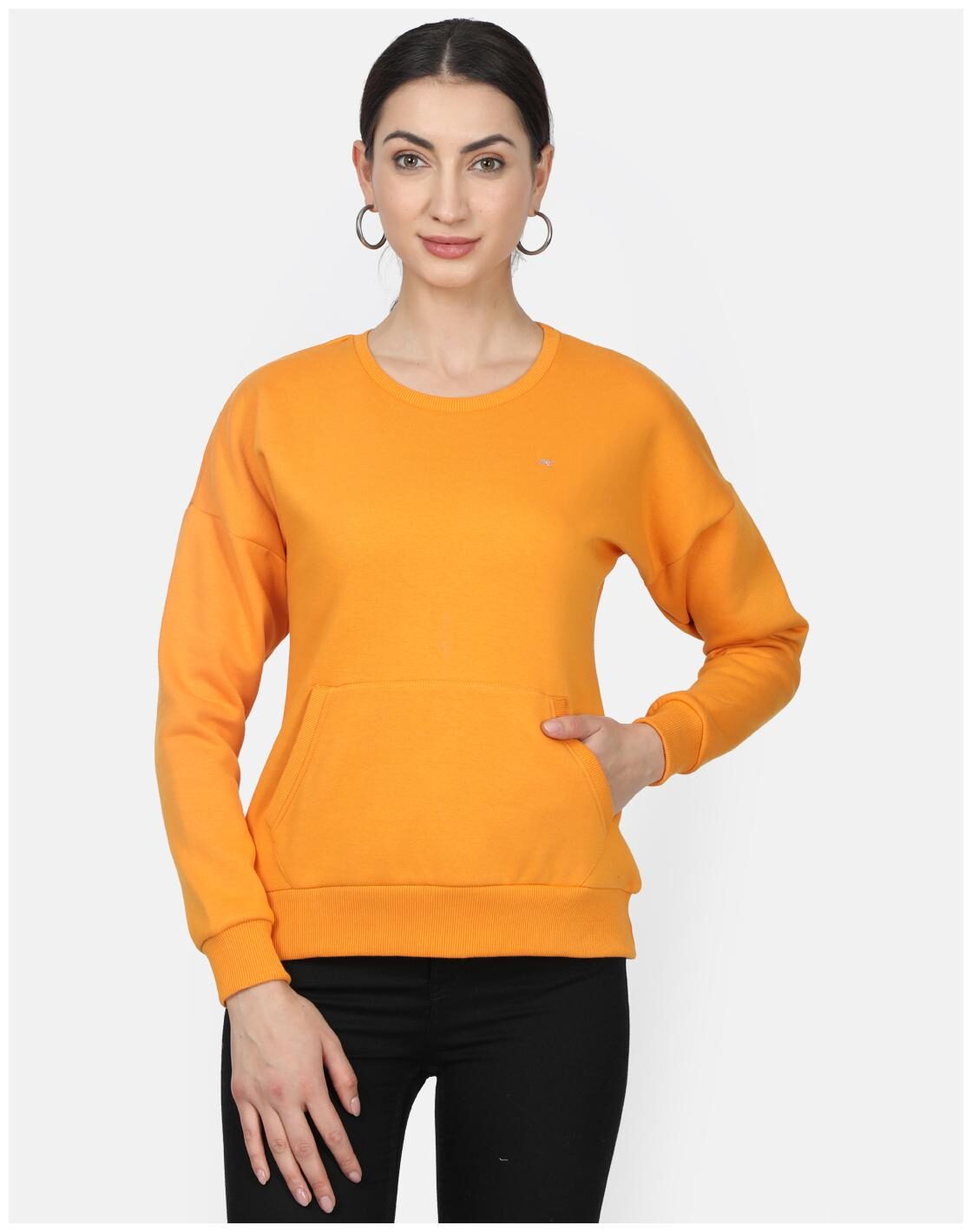 

Monte Carlo Women Solid Sweatshirt - Mustard