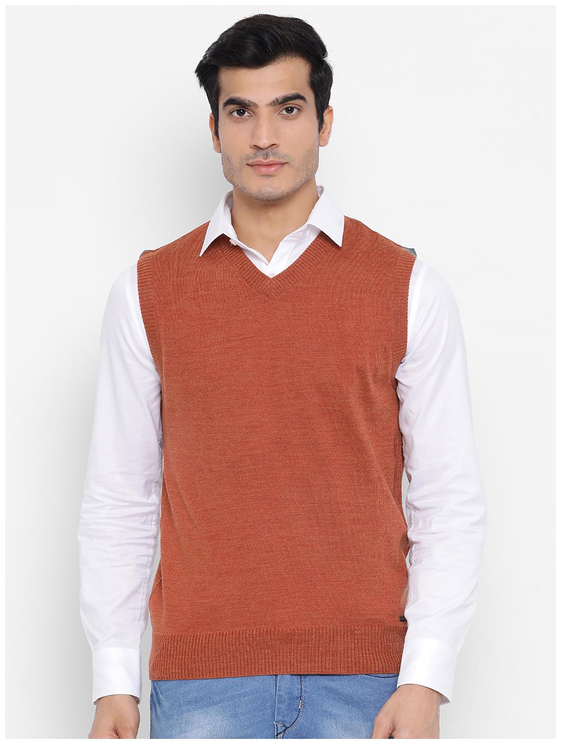 

Monte Carlo Men Orange V neck Longline sweater