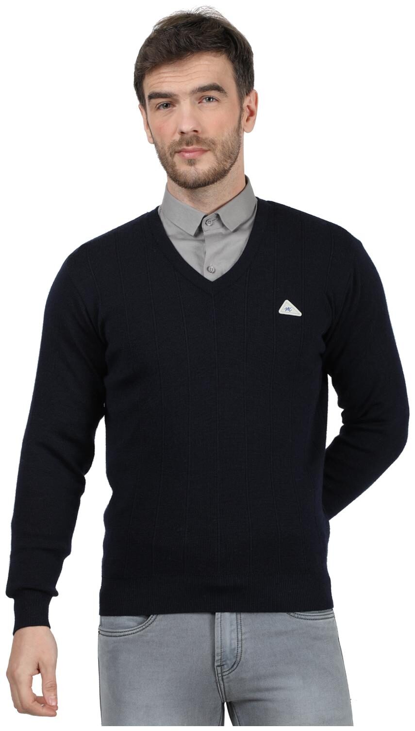 

Monte Carlo Men Navy blue V neck Pullover