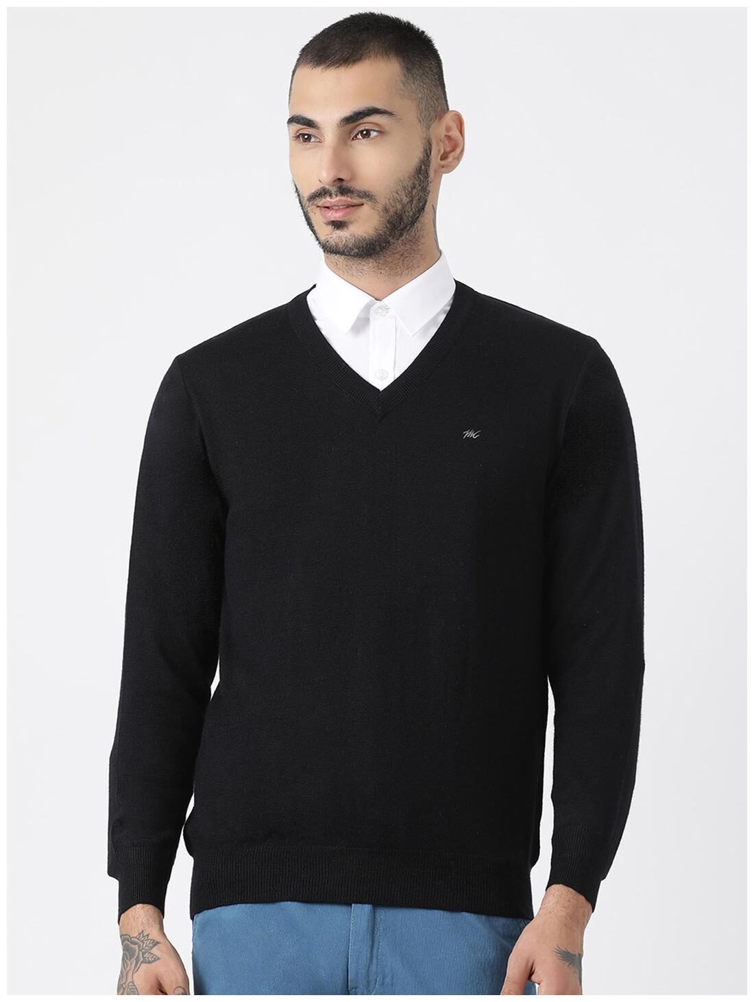 

Monte Carlo Men Black V neck Pullover