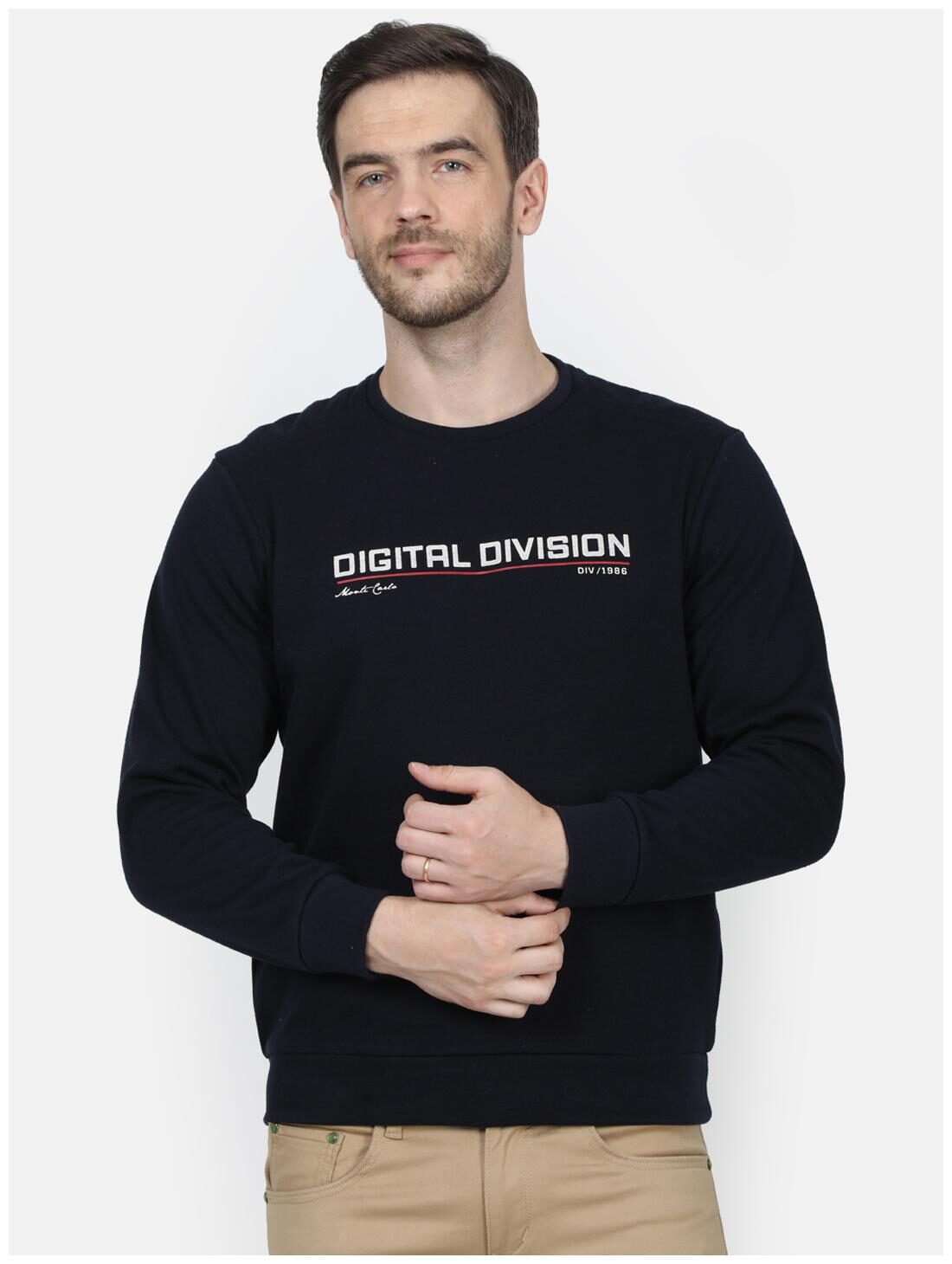 

Monte Carlo Cotton Blend Solid Navy Blue Color Sweatshirt For Men