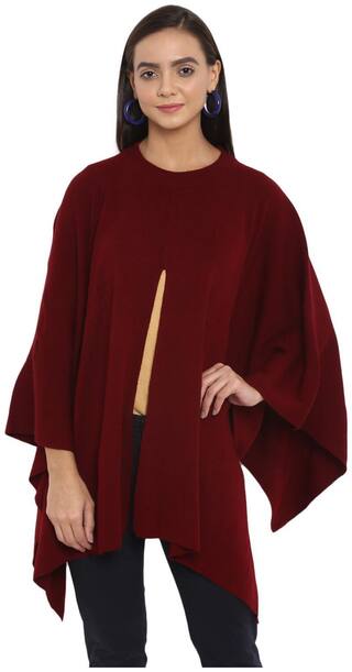 Monte Carlo Wool Poncho - Maroon