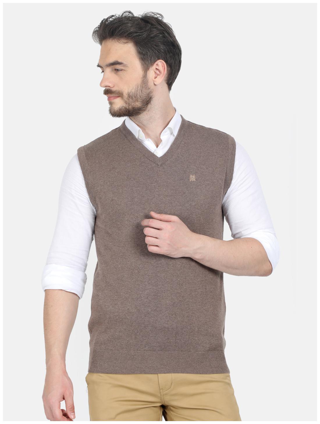 

Monte Carlo Men Brown V neck Longline sweater
