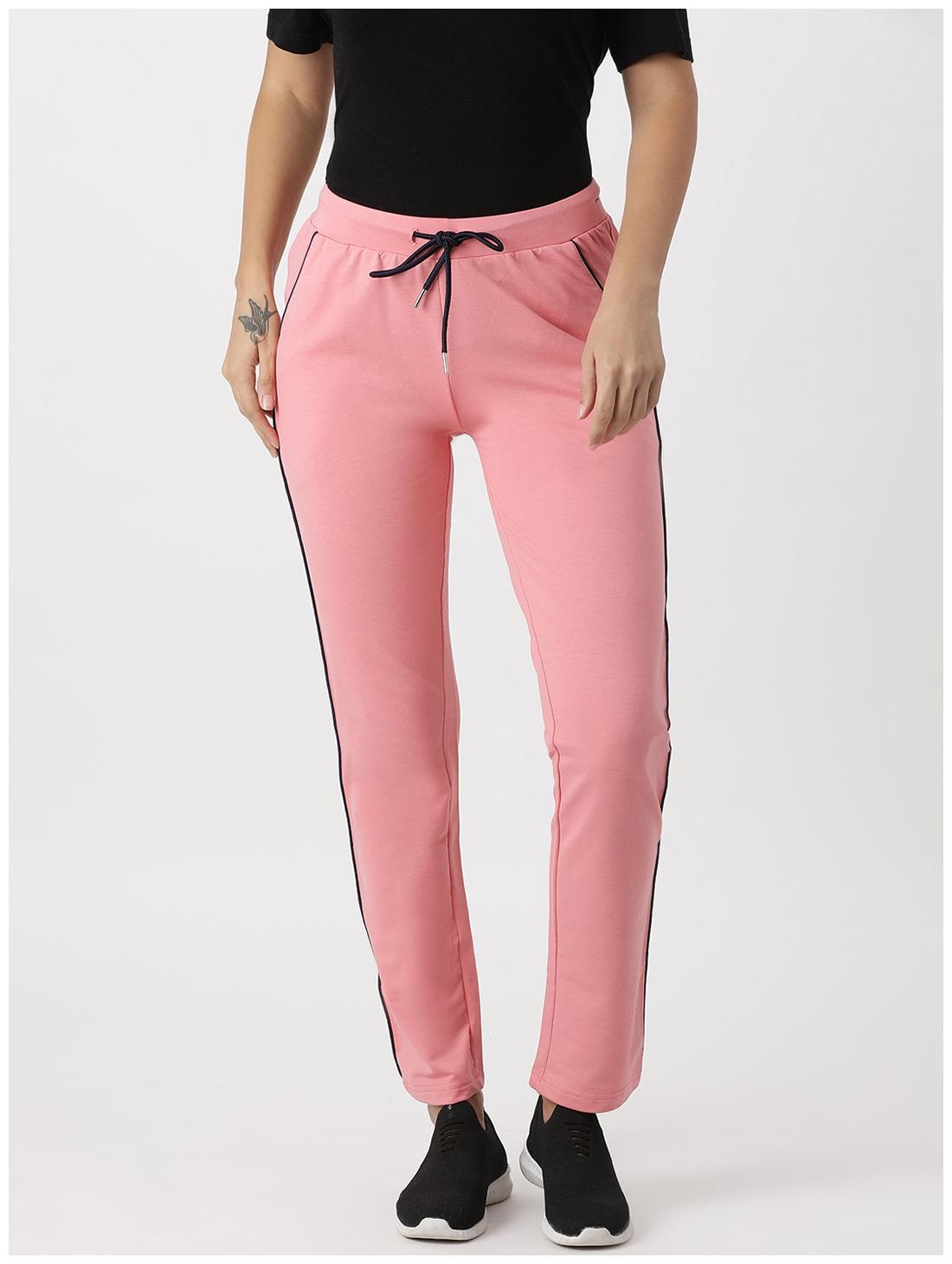 

Monte Carlo Cotton Blend Solid Peach Track Pants For Women