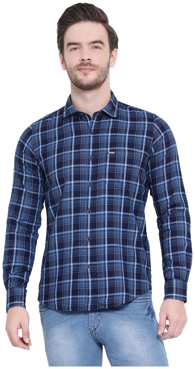 

Monte Carlo Men Blue Checked Regular Fit Casual Shirt