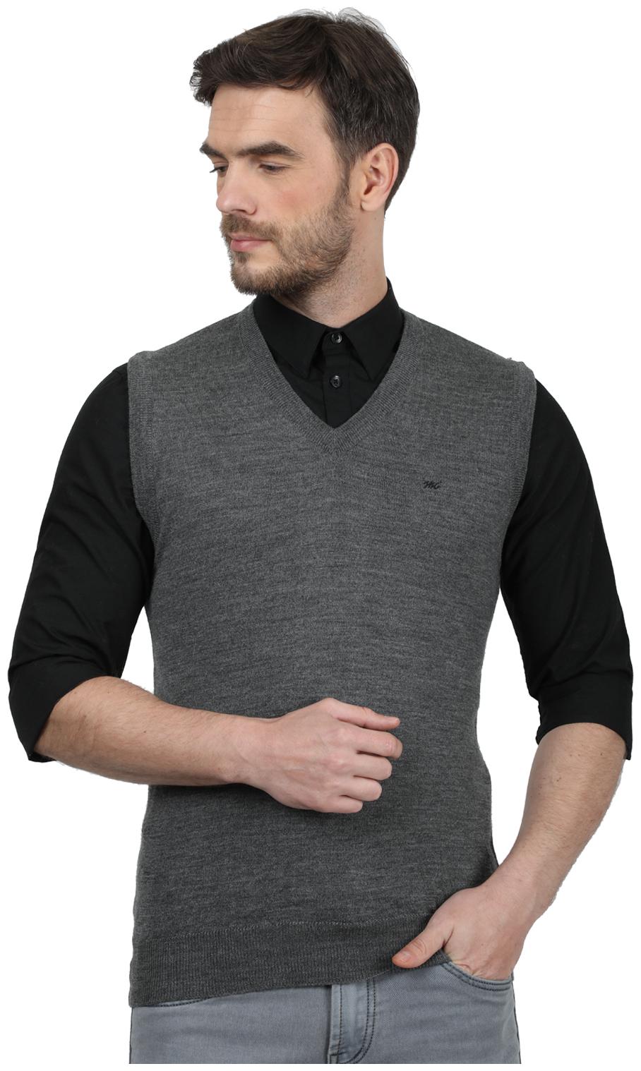 

Monte Carlo Men Grey V neck Front-open sweater